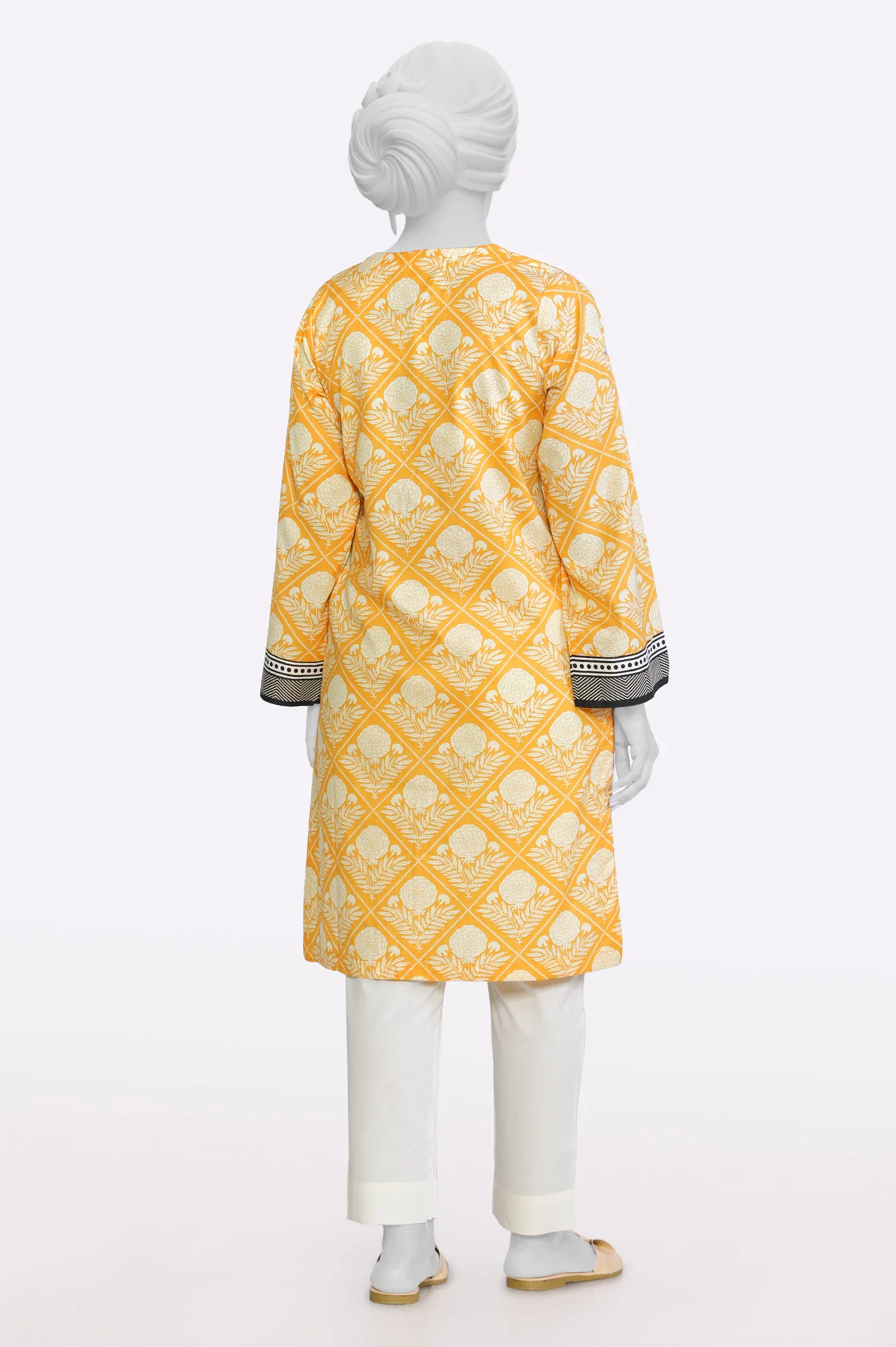 Orange Printed Kurti - Image 3