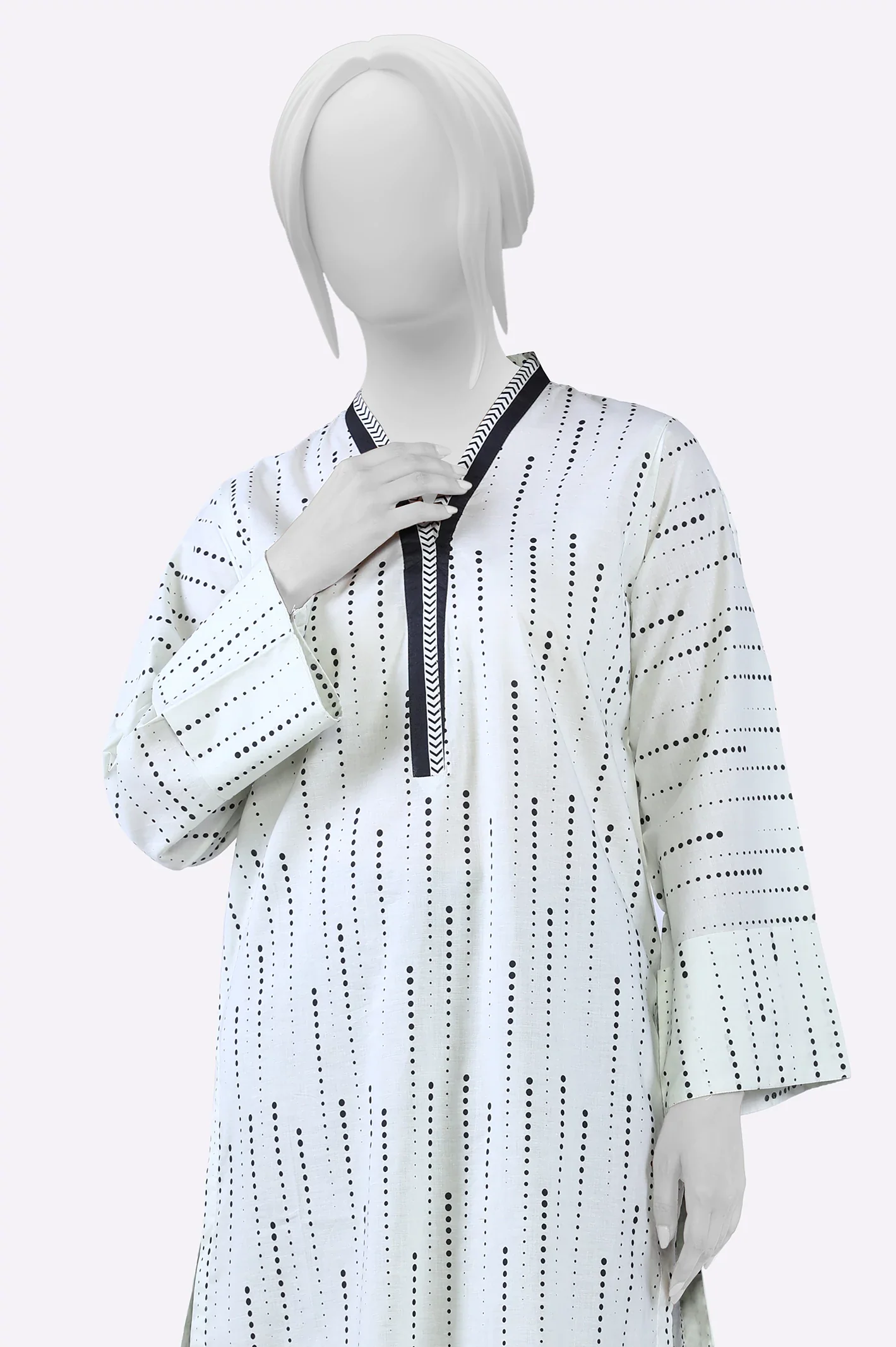 Cream Printed Kurti - Image 2