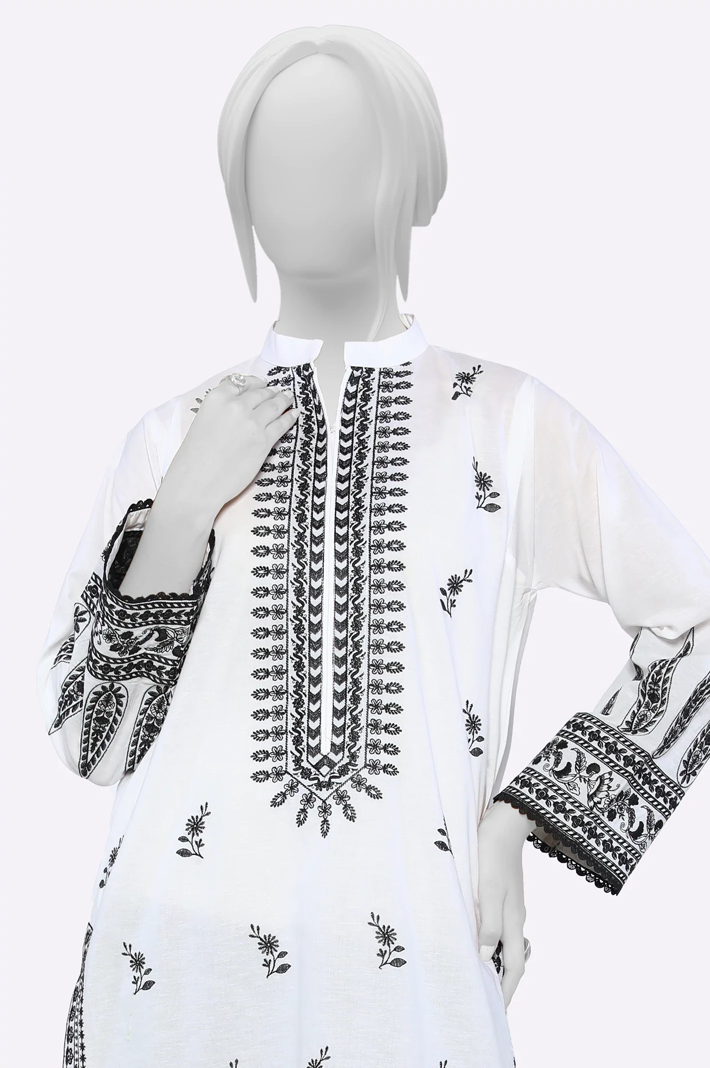 White Embroidered Kurti - Image 2