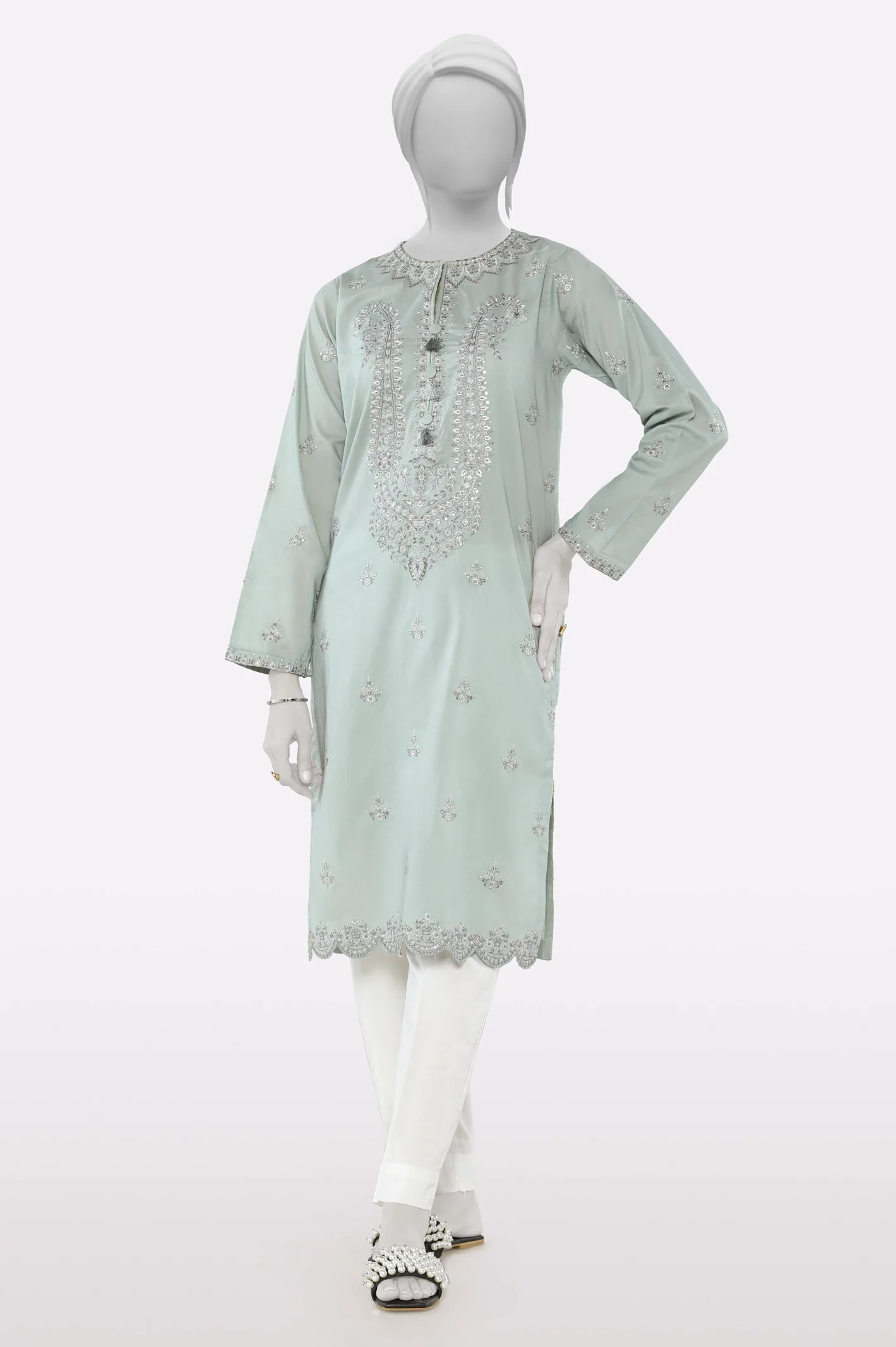 Grey Embroidered Kurti