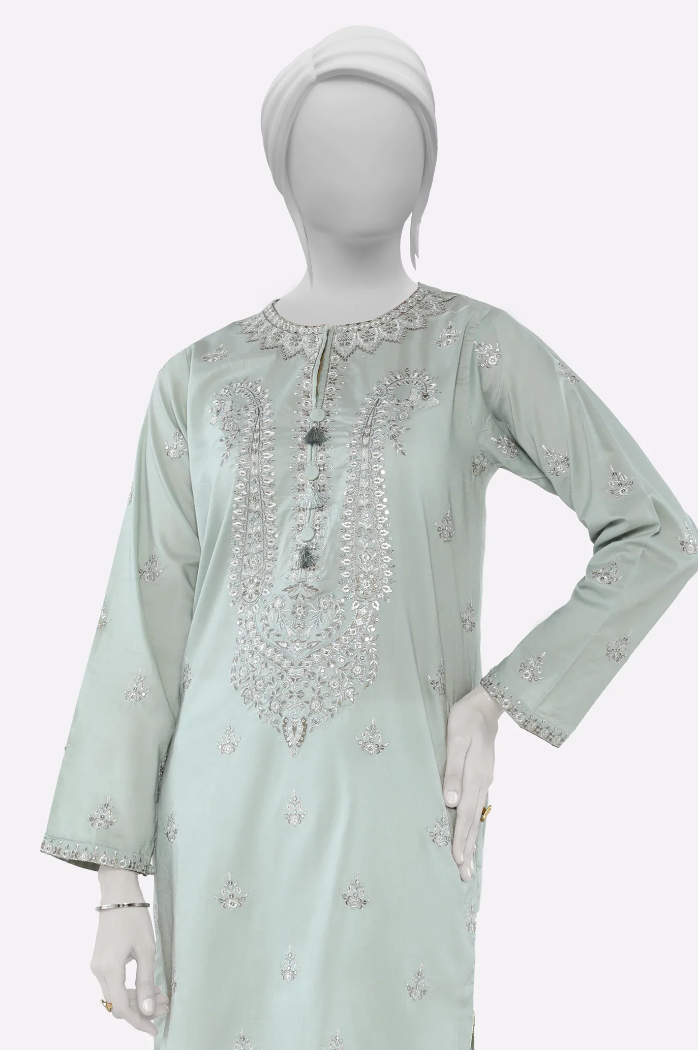 Grey Embroidered Kurti - Image 2