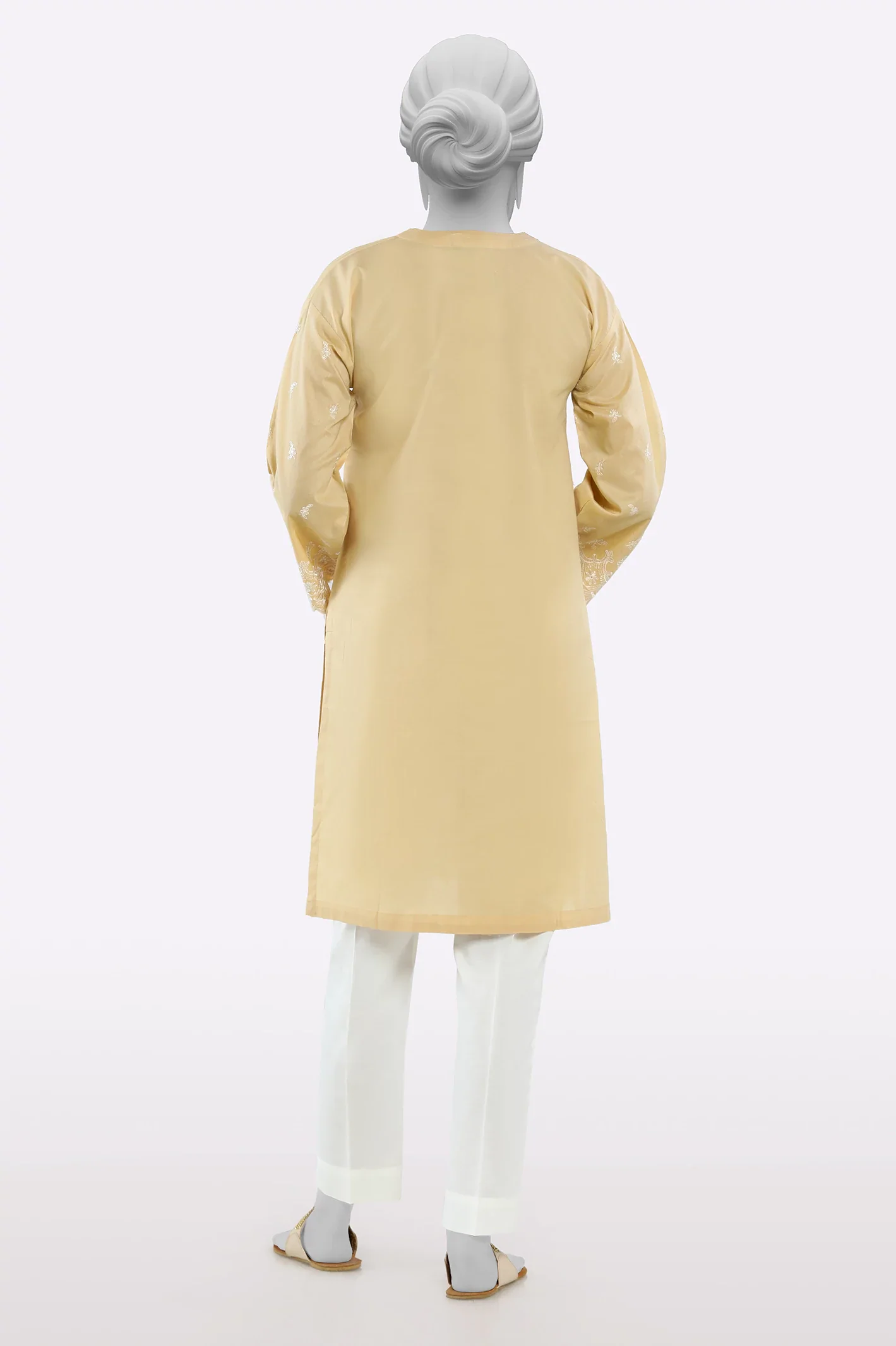 Beige Embroidered Kurti - Image 3