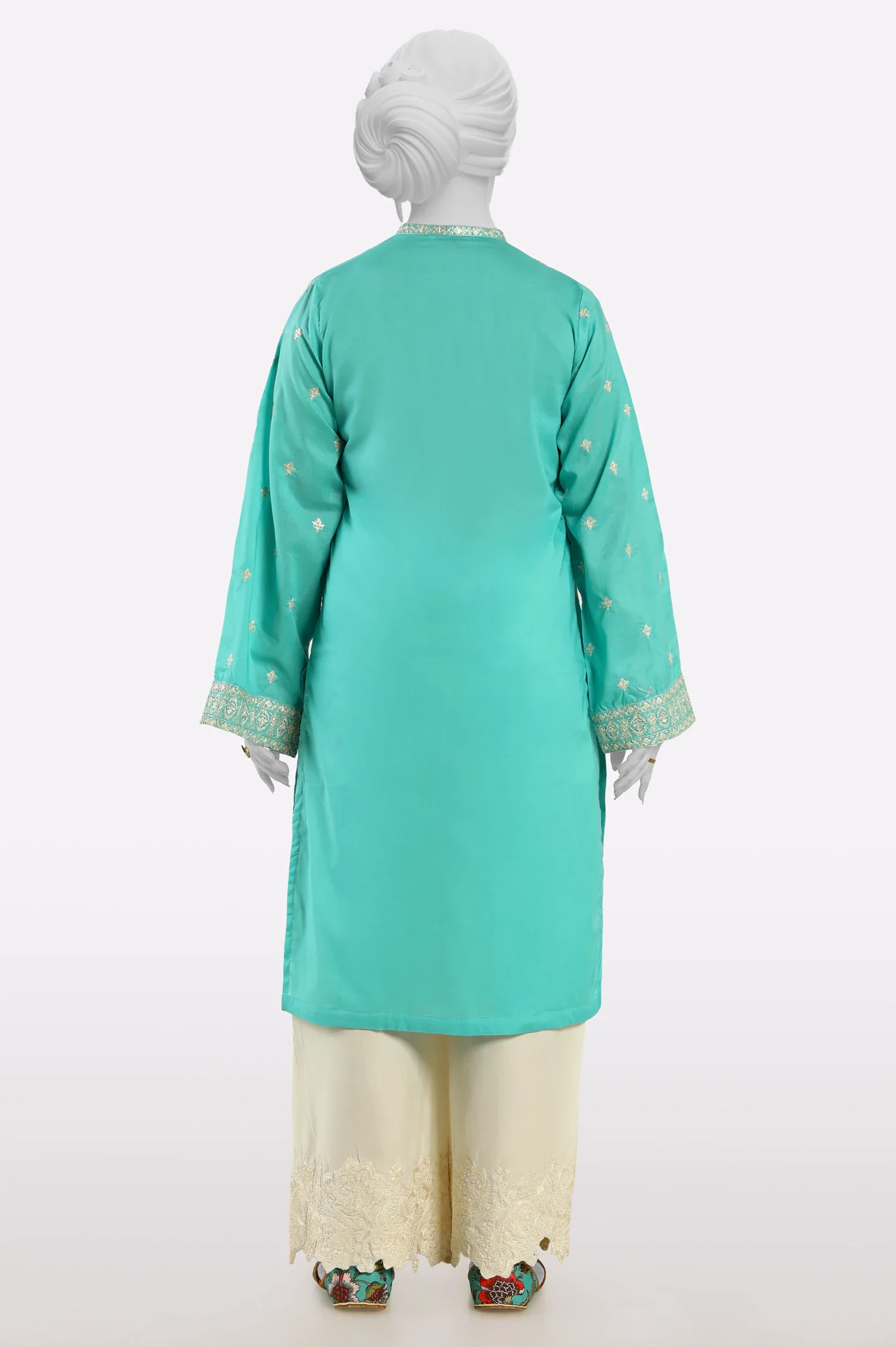 Sea Green Embroidered Kurti - Image 3
