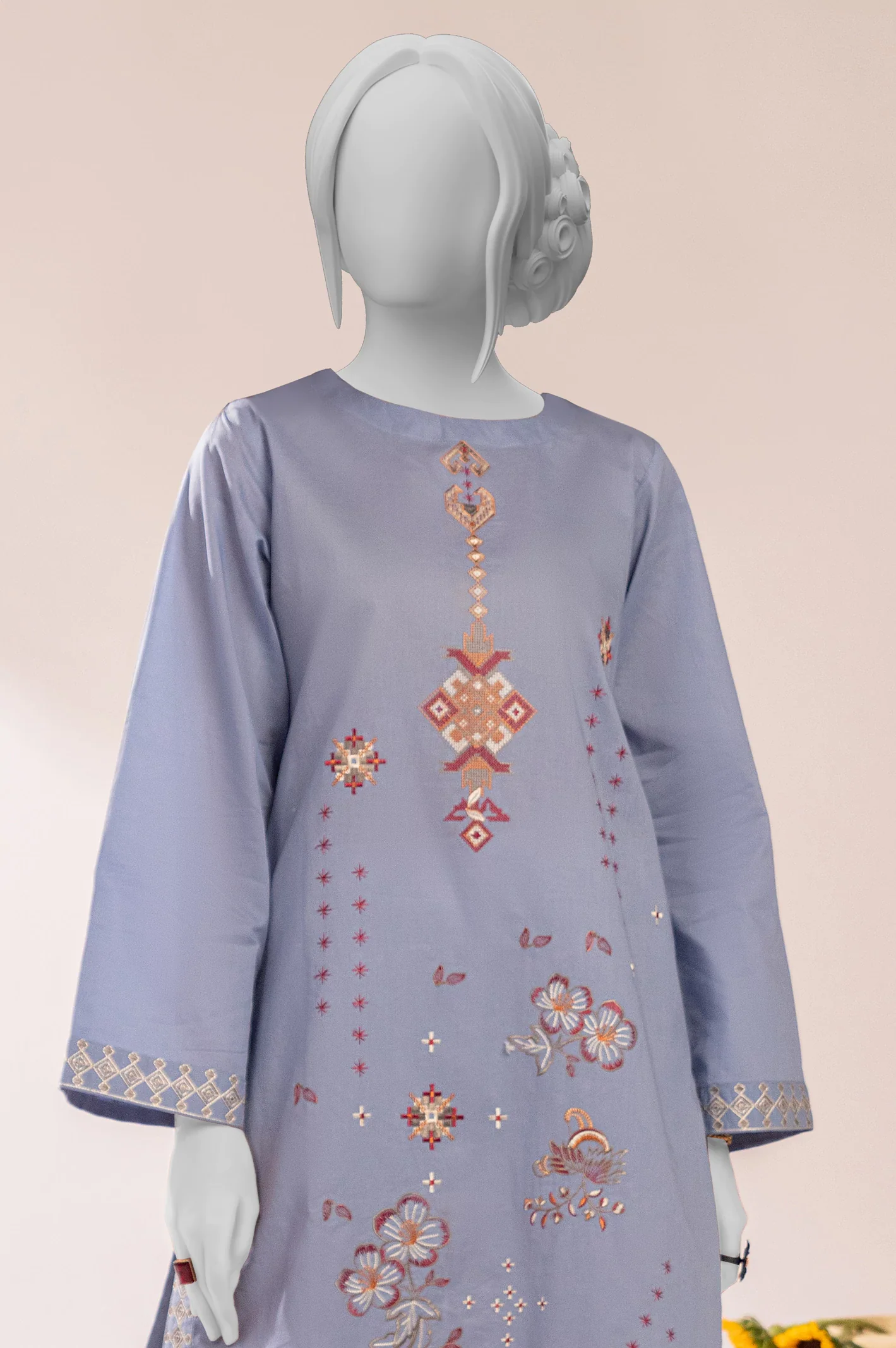 Blue Embroidered Kurti - Image 2
