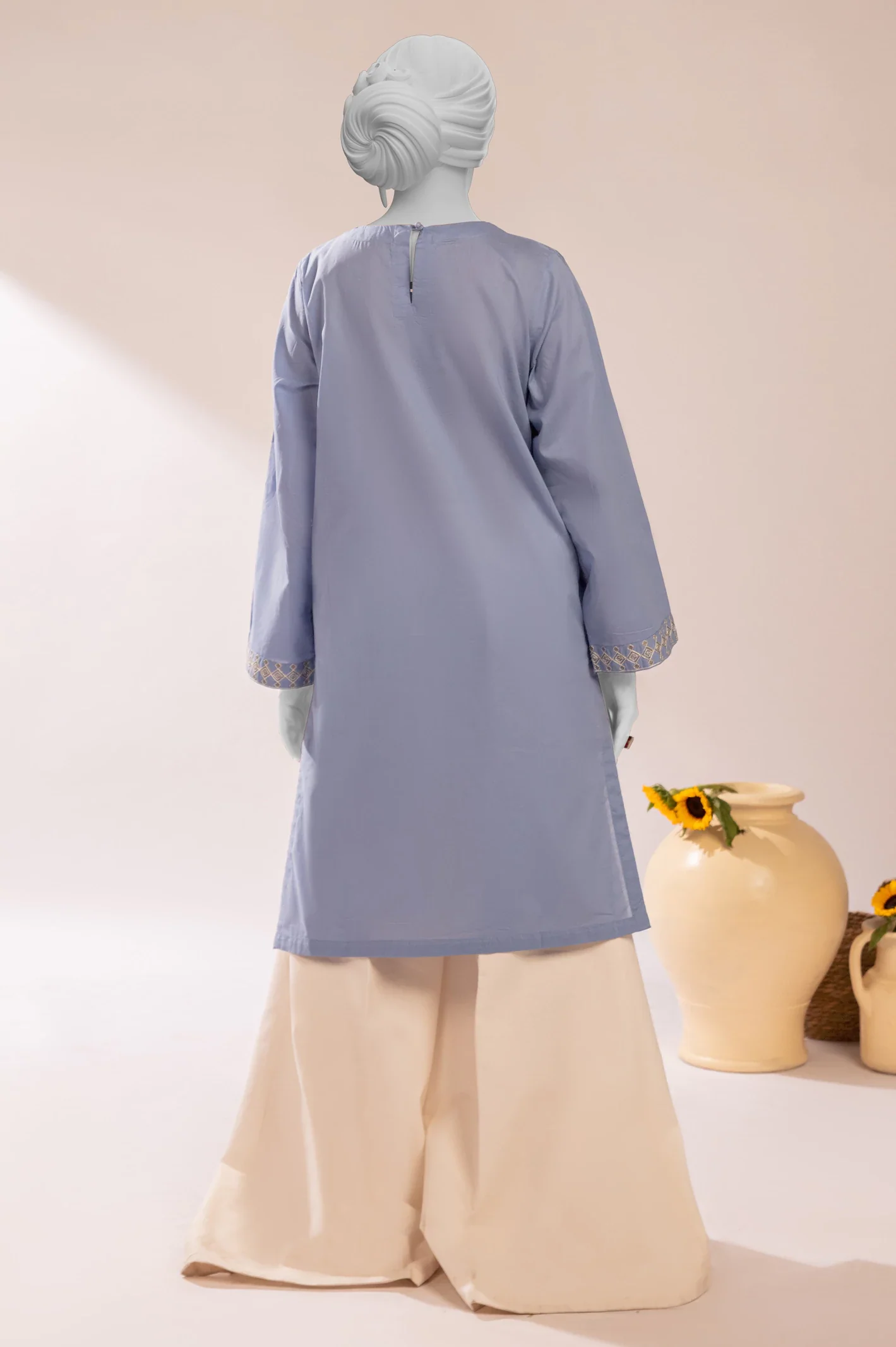 Blue Embroidered Kurti - Image 3
