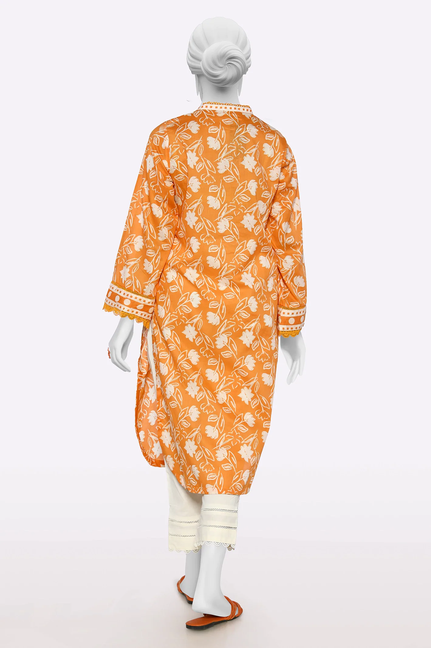 Orange Printed Kurti - Image 3