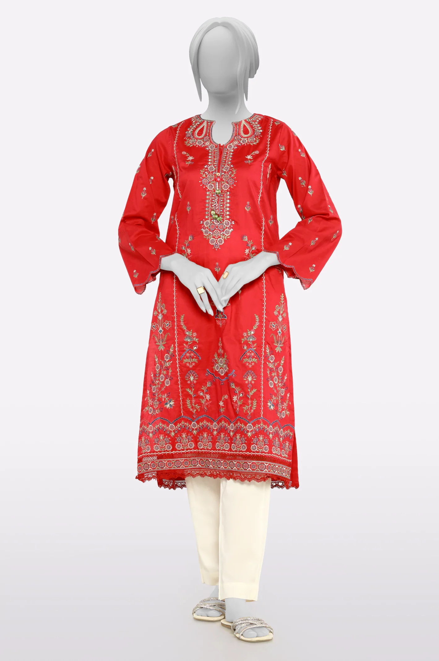 Red Embroidered Kurti