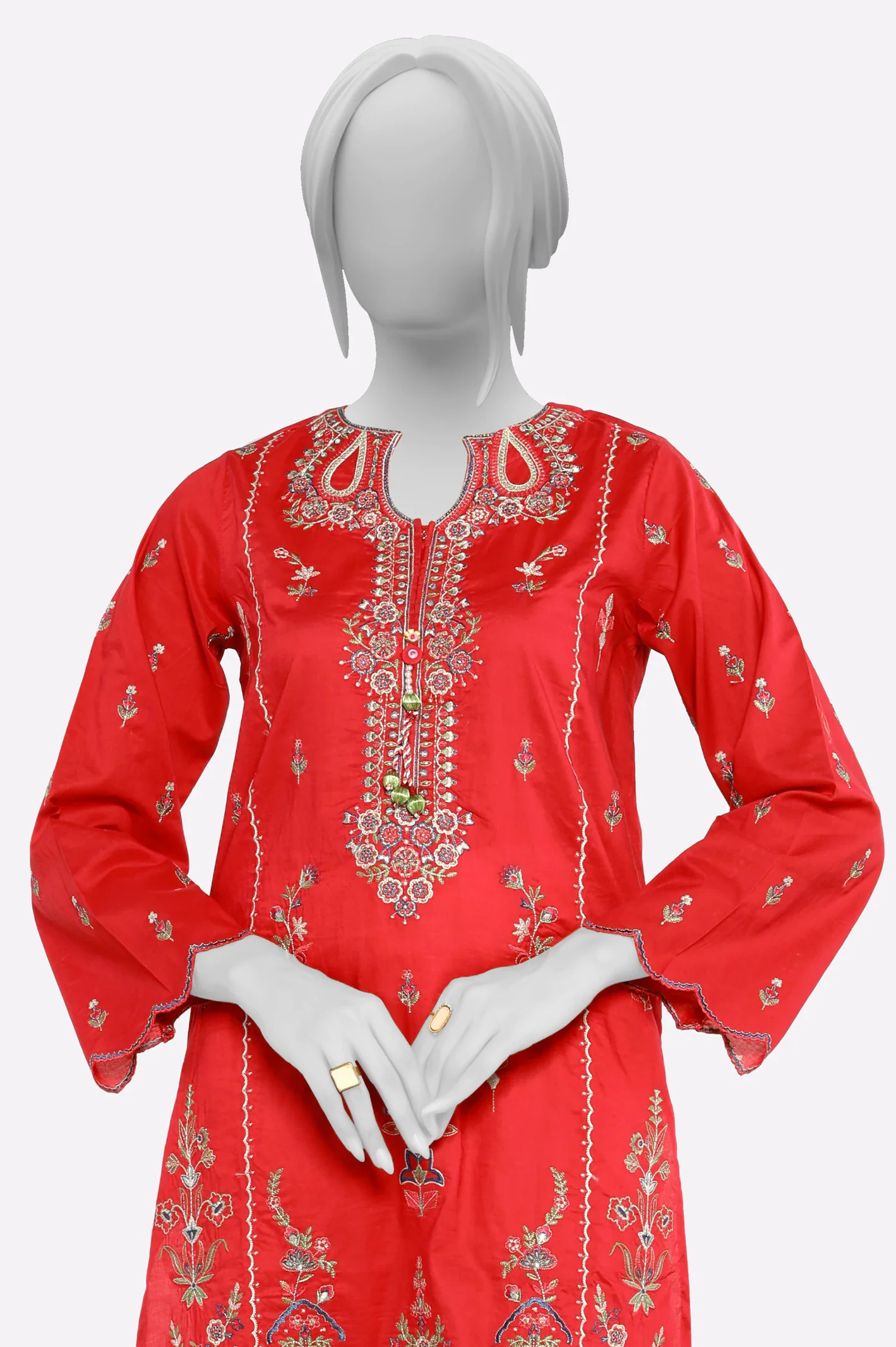 Red Embroidered Kurti - Image 2