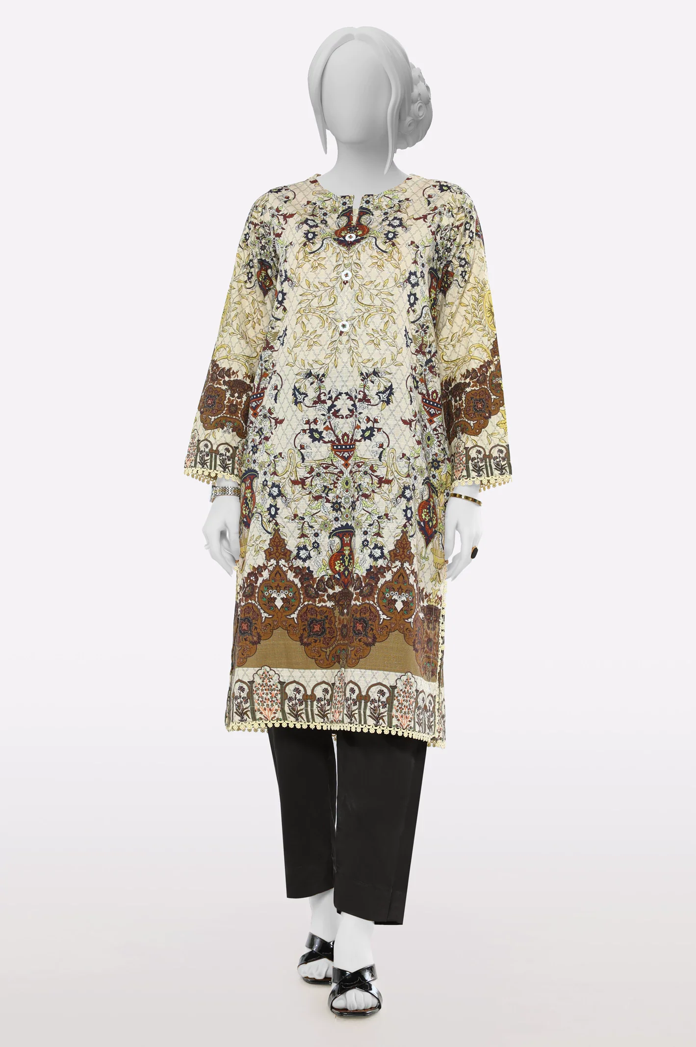 Beige Printed Kurti
