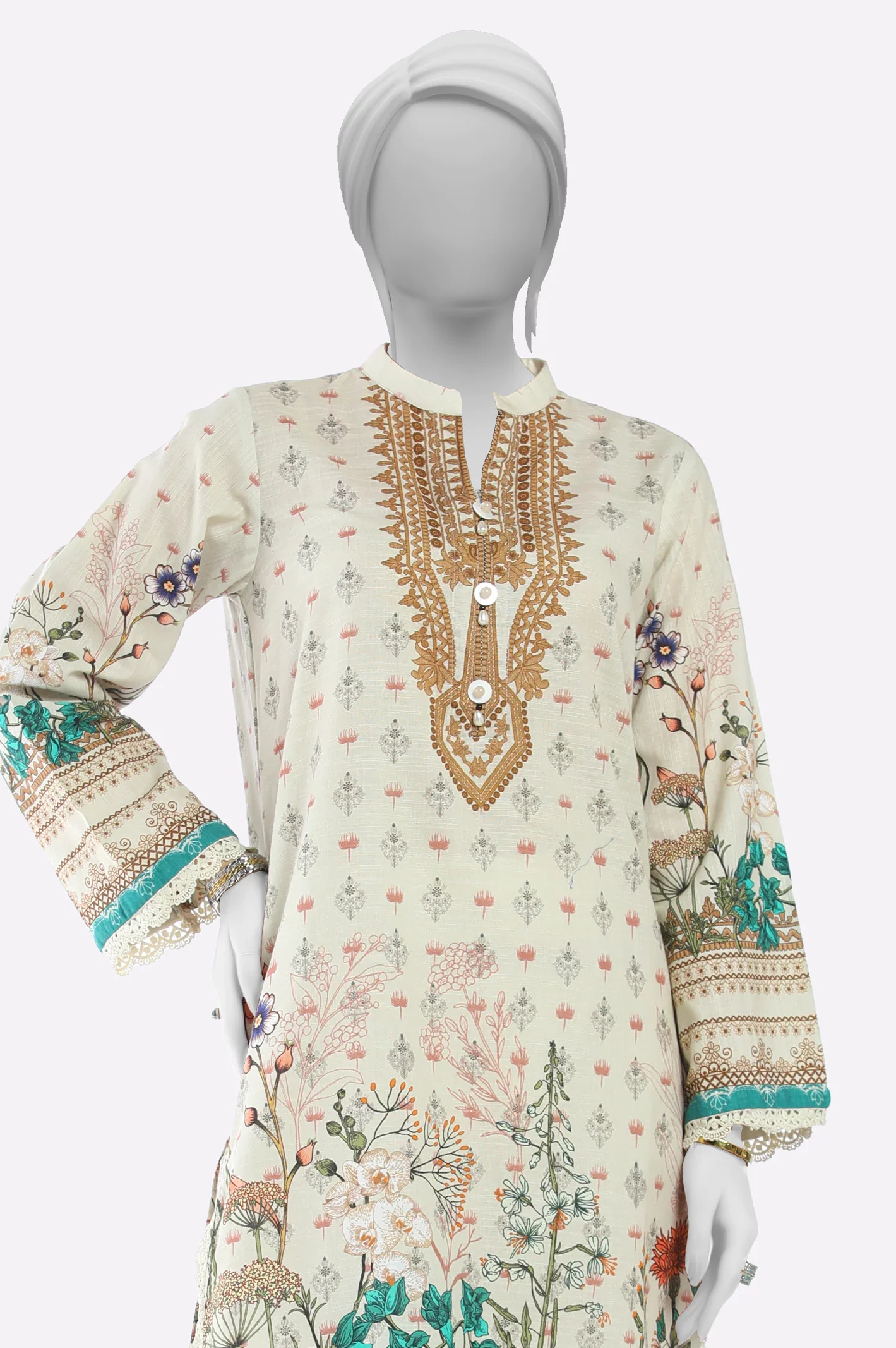 Off White Printed Kurti - Image 2