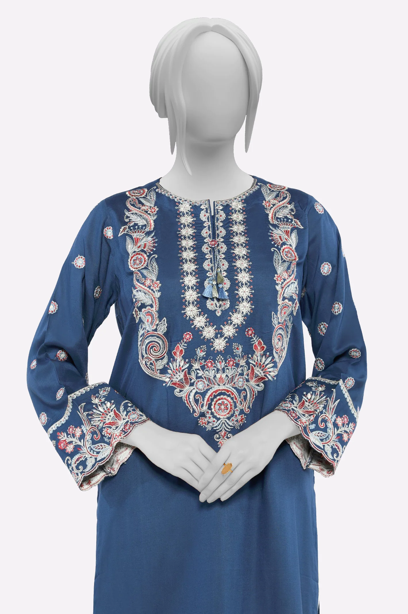 Blue Embroidered Kurti - Image 2