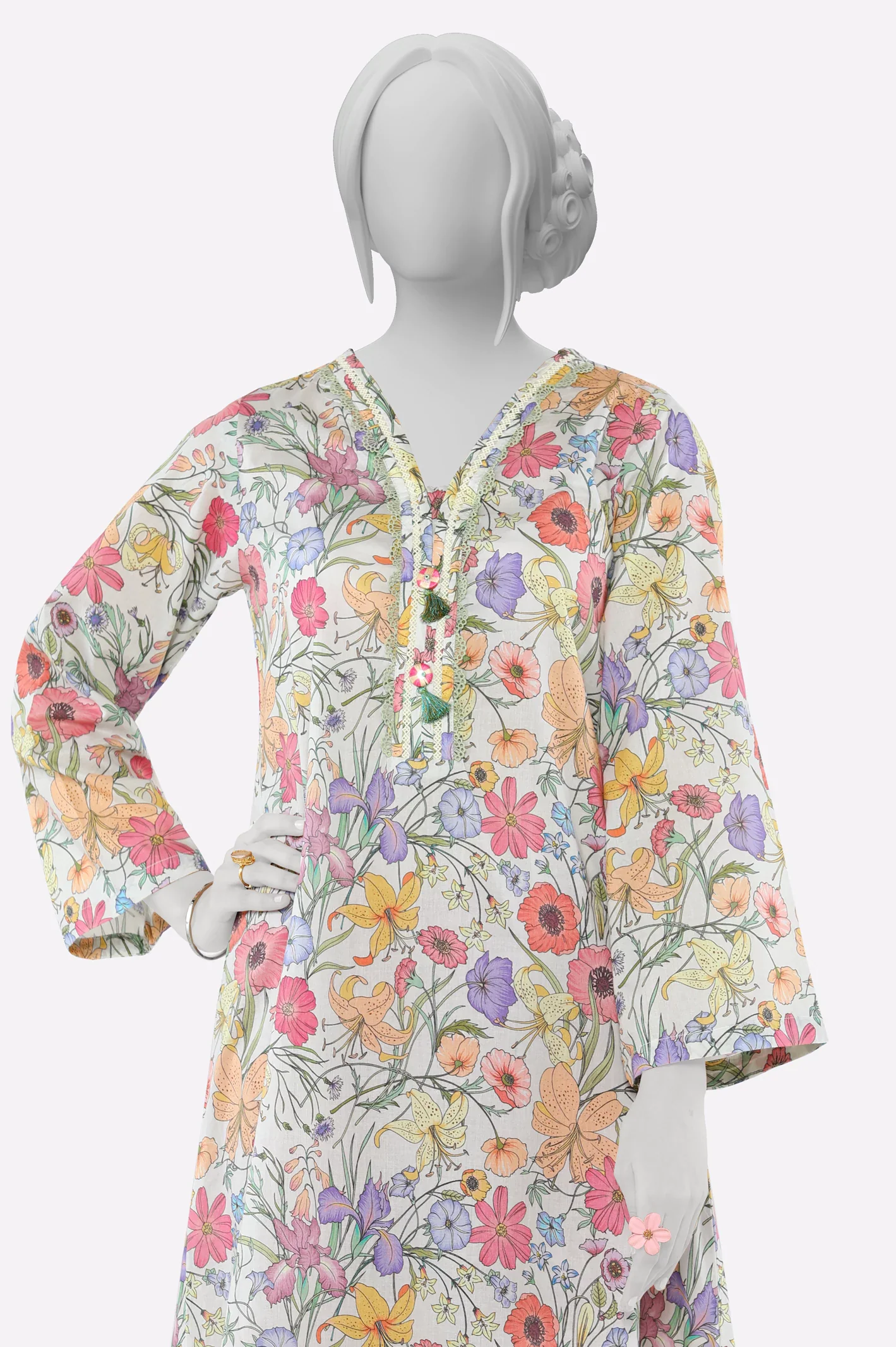 White Printed Kurti - Image 2