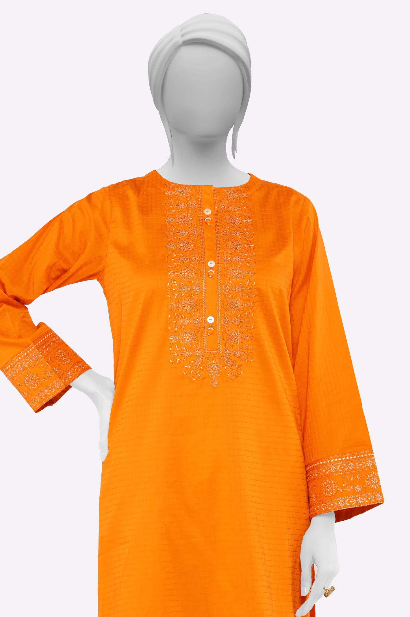 Orange Embroidered Kurti - Image 2