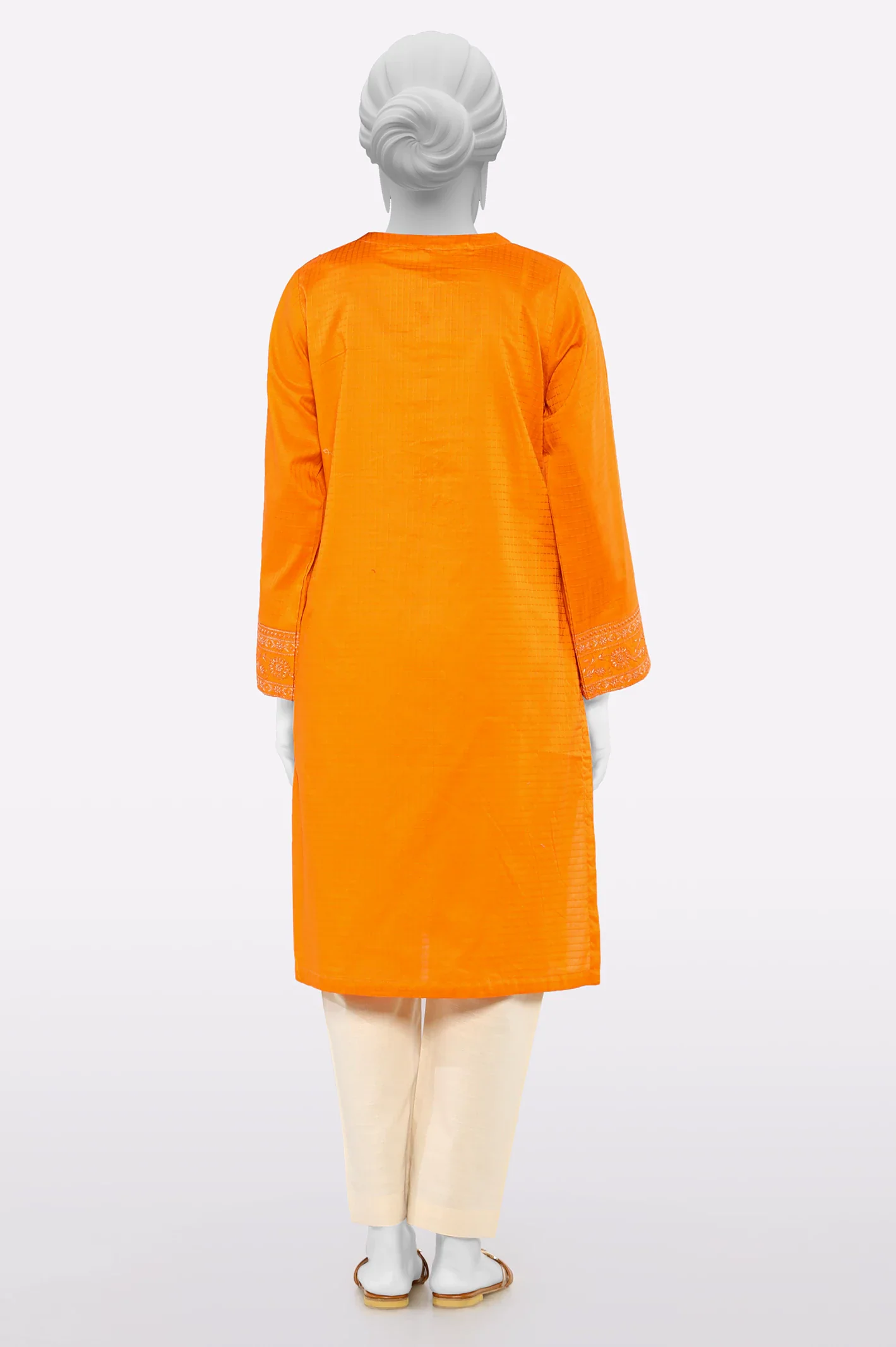 Orange Embroidered Kurti - Image 3