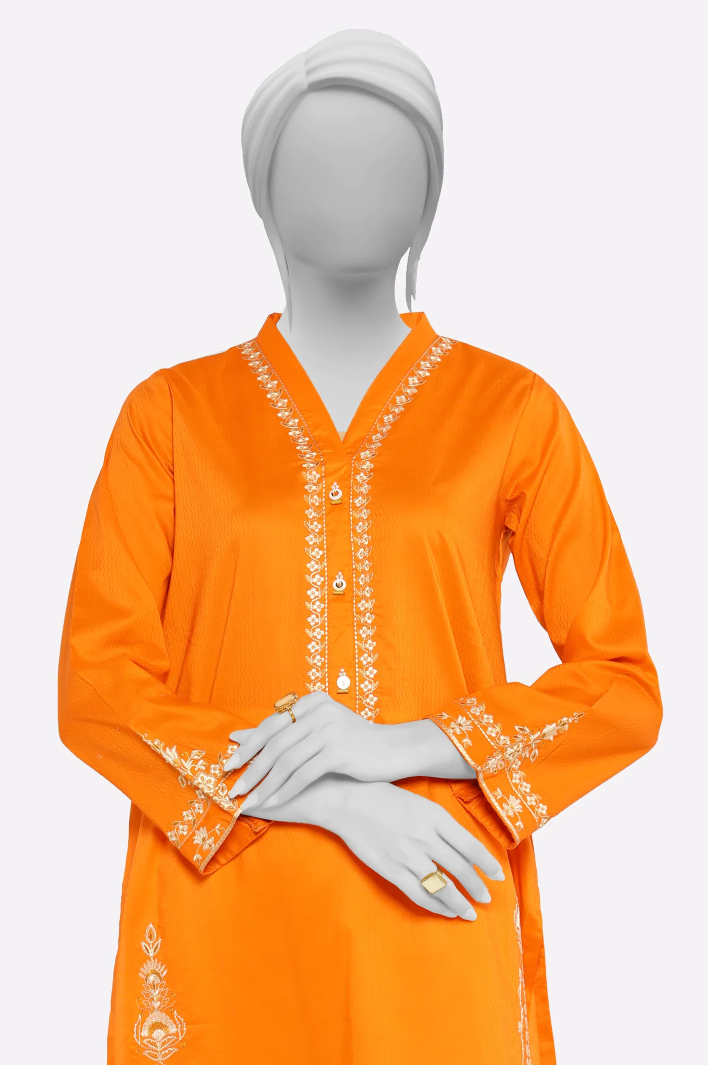 Orange Embroidered Kurti - Image 2