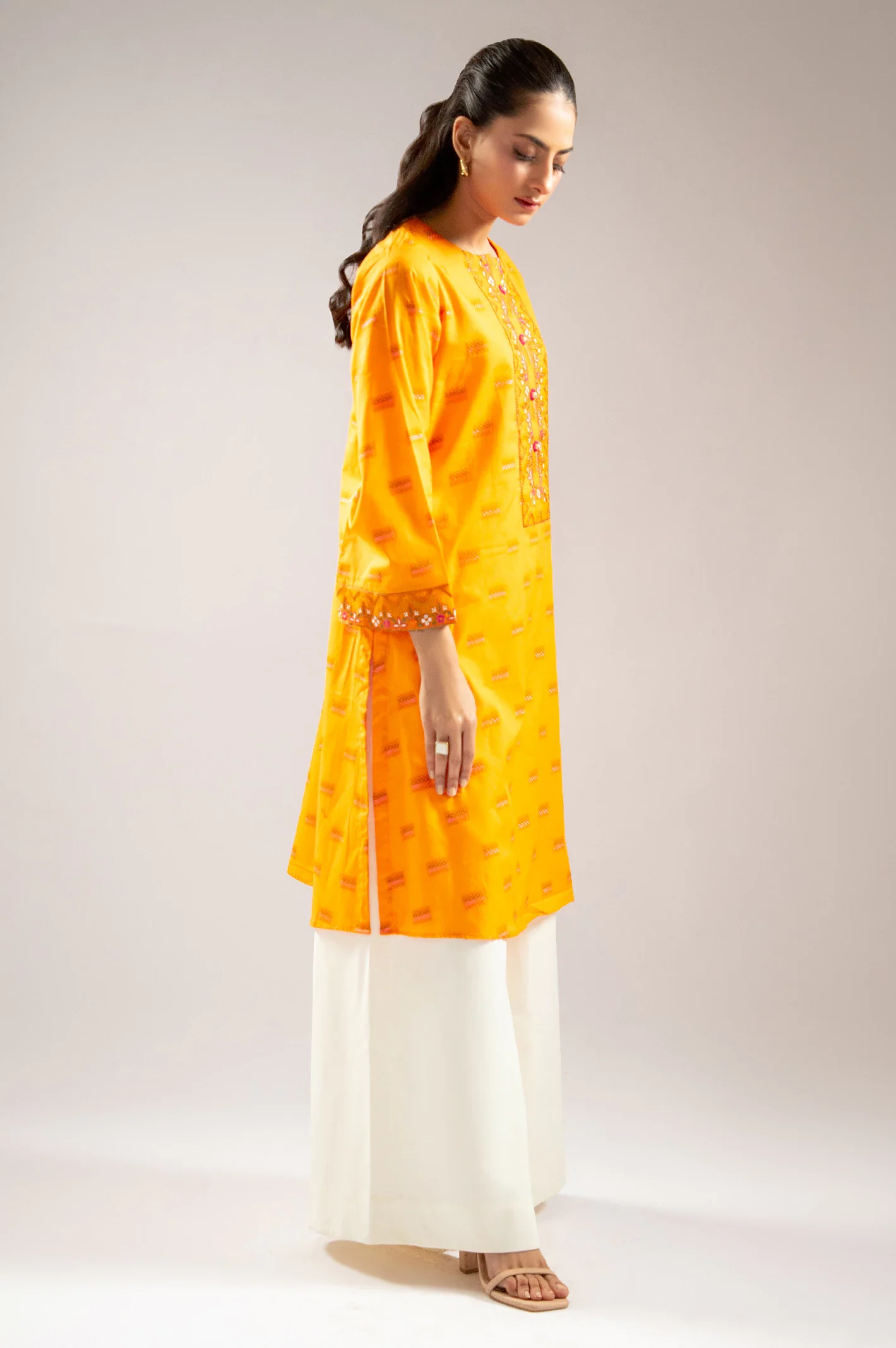 Orange Embroidered Kurti - Image 4