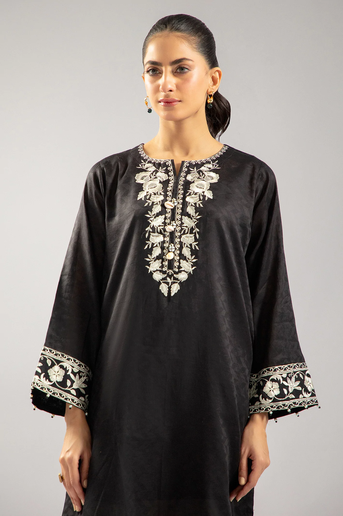 Black Embroidered Kurti - Image 2