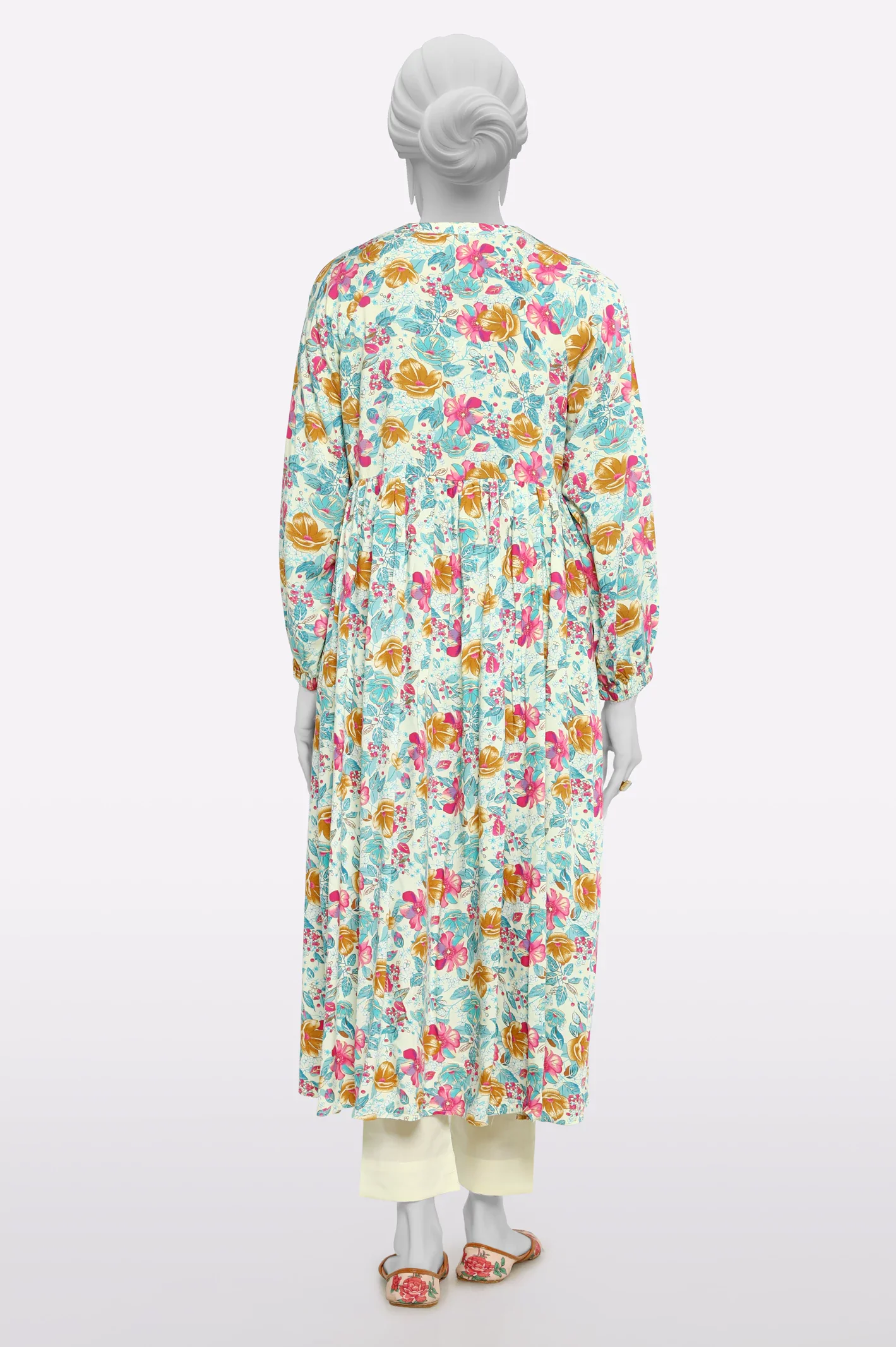Cream Printed Kurti - Image 3