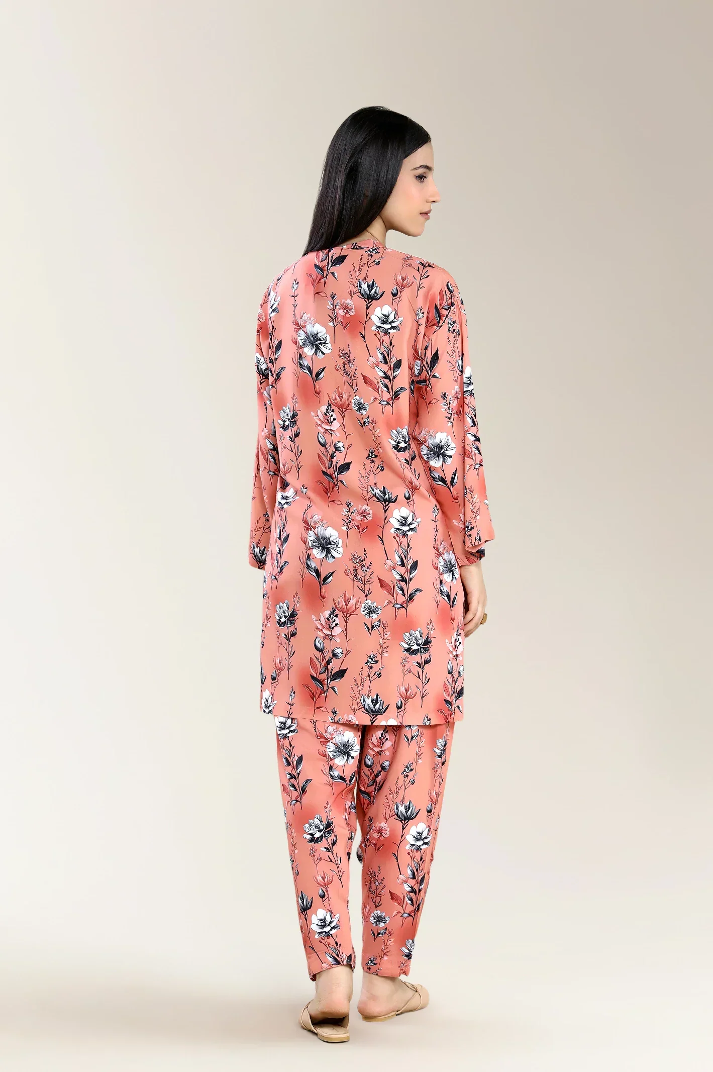 Printed Viscose Linen Peach 2Pc - Image 2
