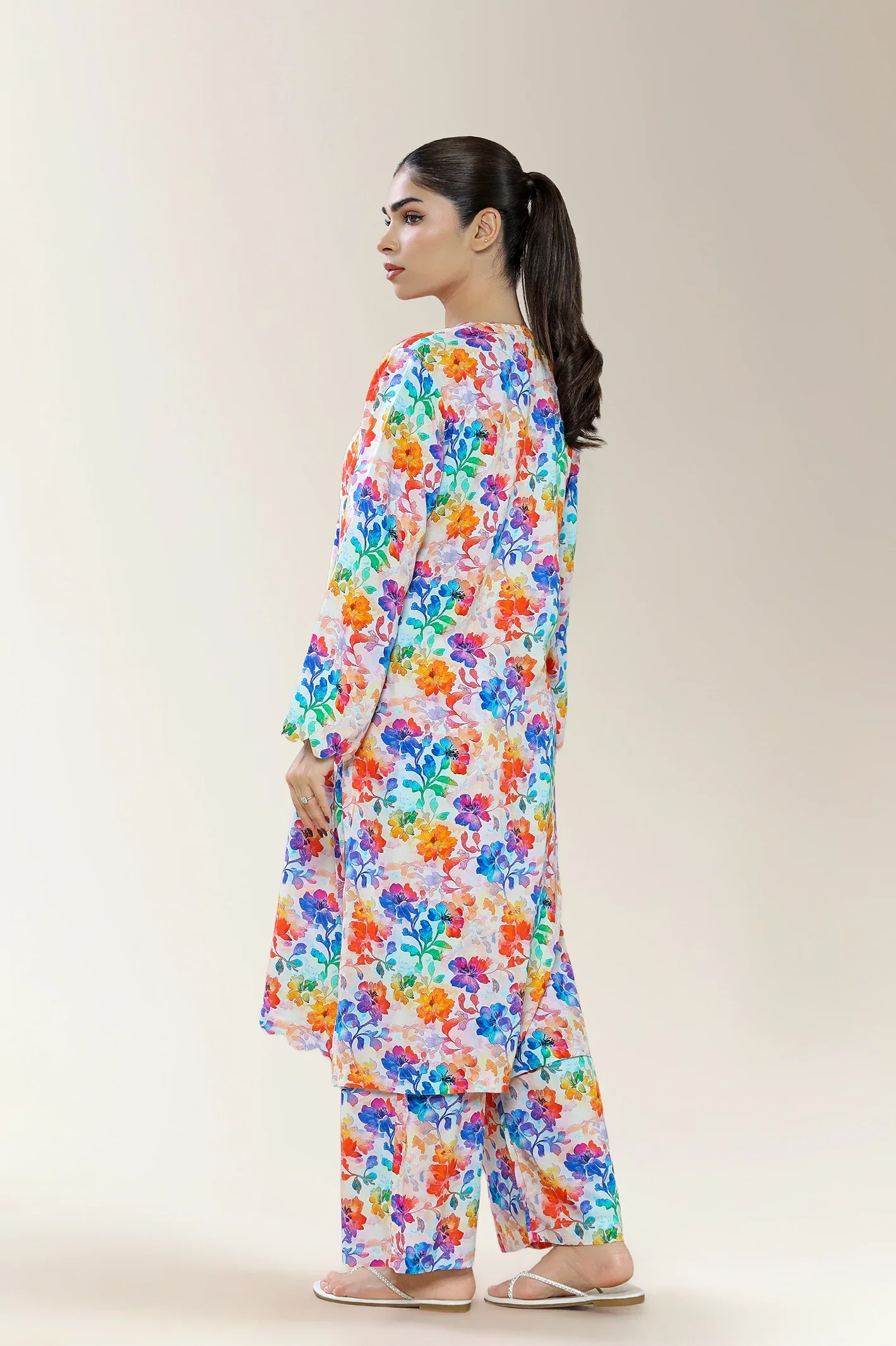 Printed Viscose Linen Ivory 2PC - Image 2