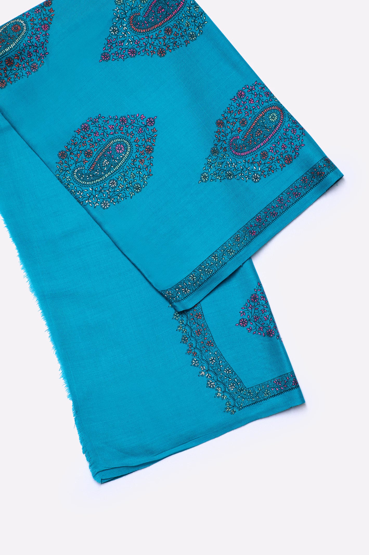Teal Embroidered Shawl - Image 2