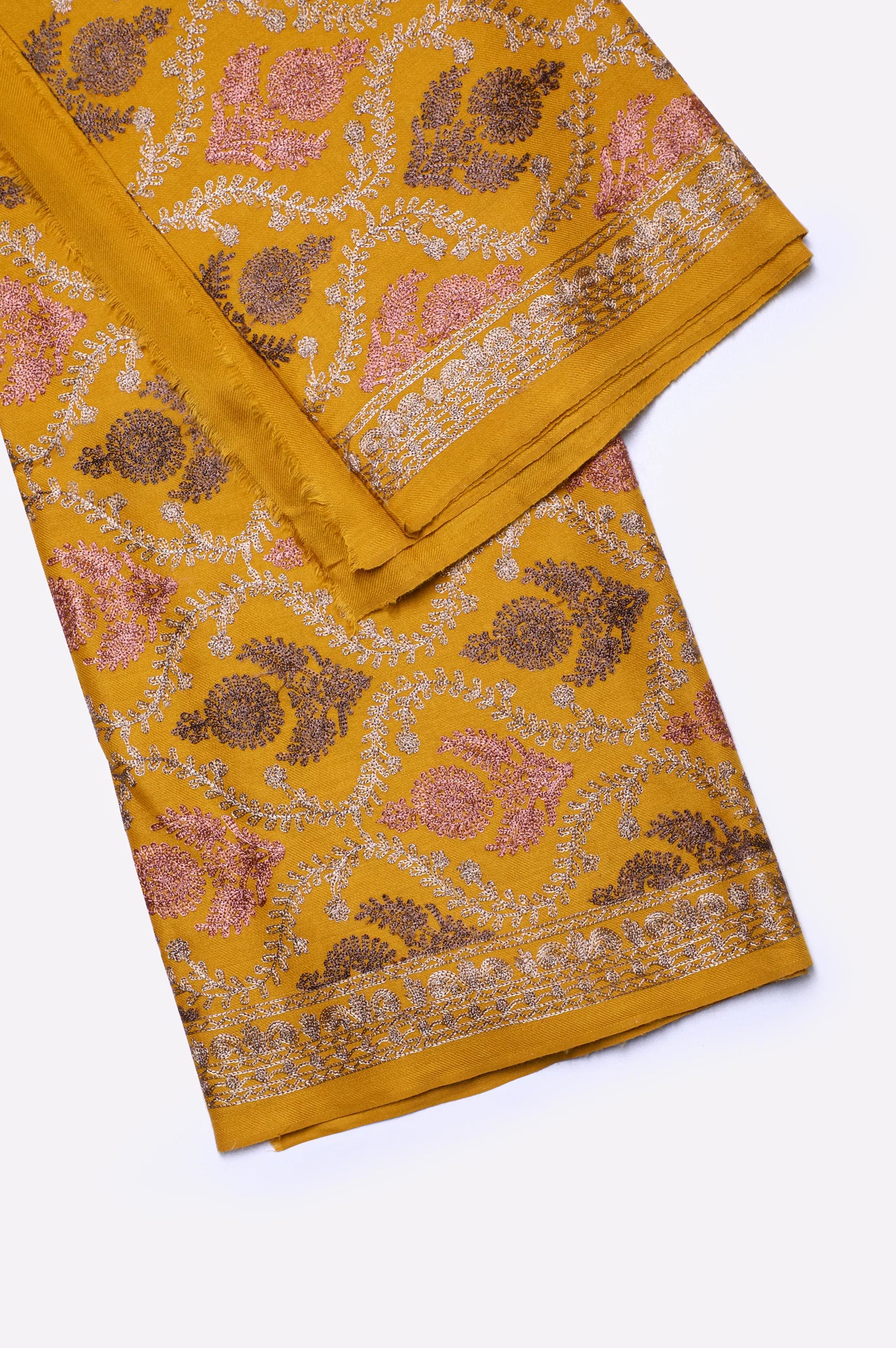 Mustard Embroidered Shawl - Image 2