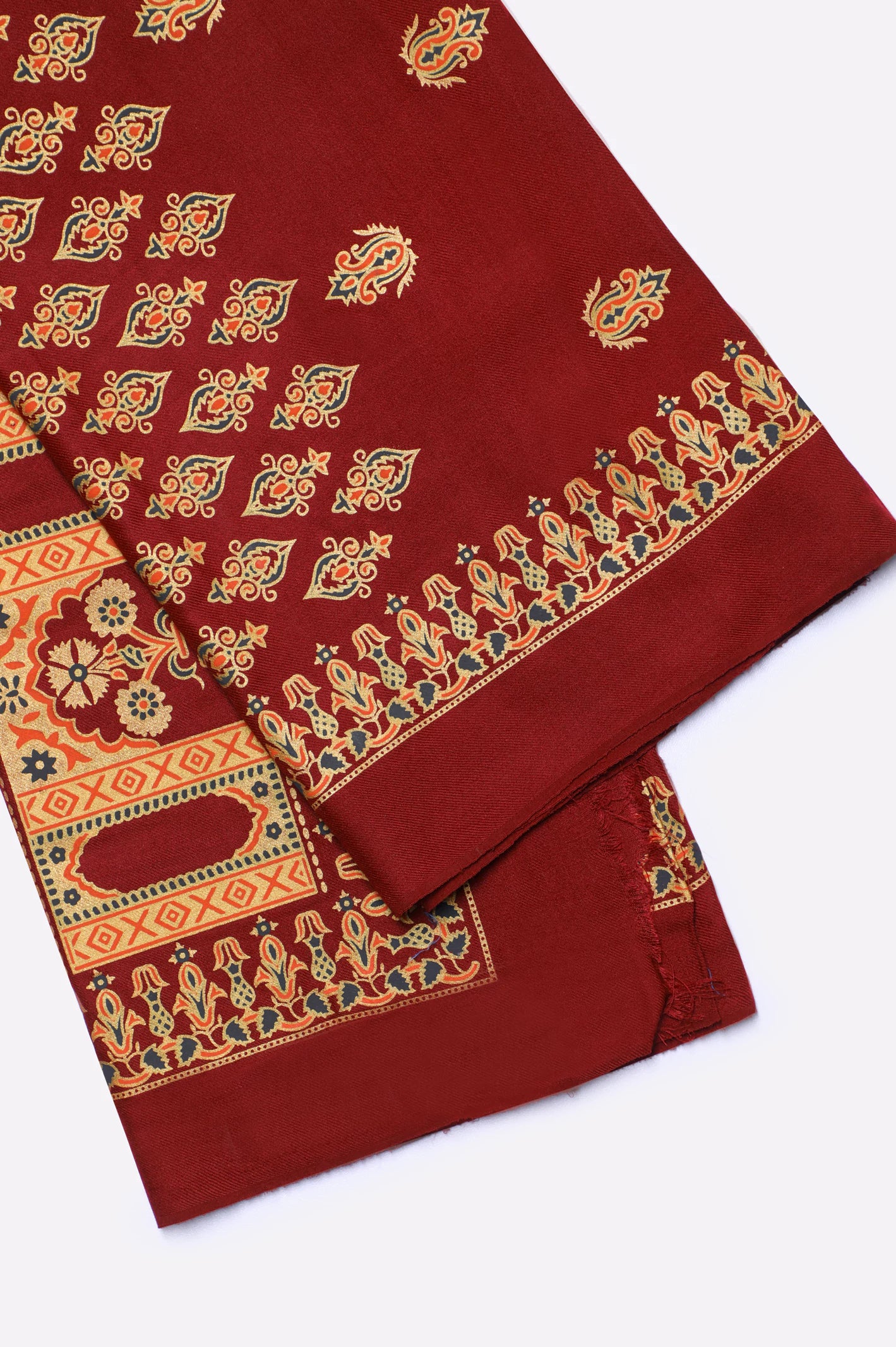 Red Block Printed Shawl - Image 2