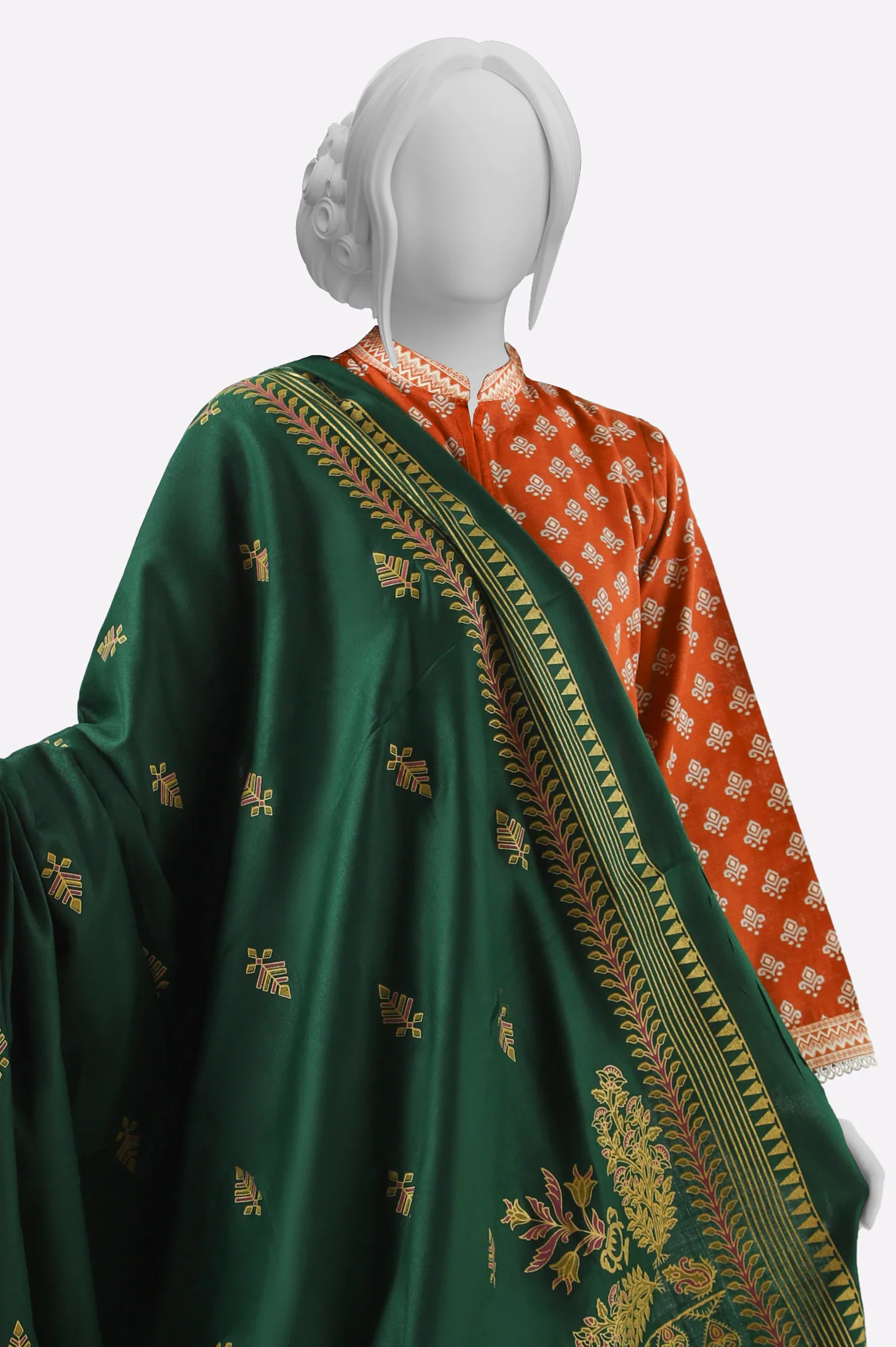 Green Printed Shawl - Image 2