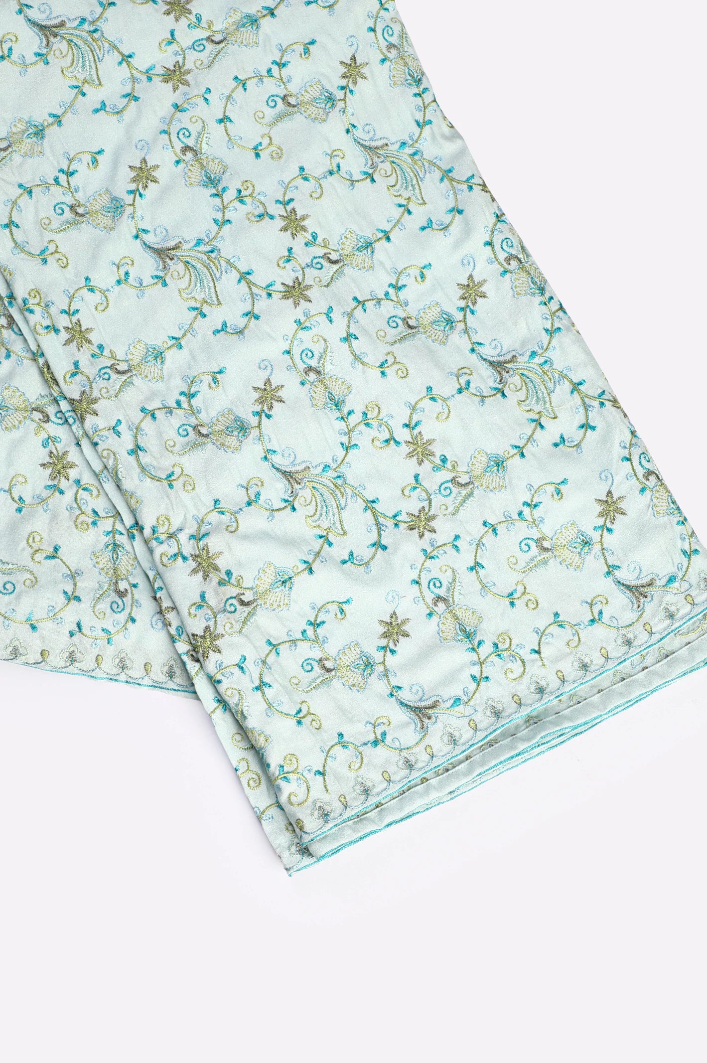 Turquoise Embroidered Shawl - Image 2