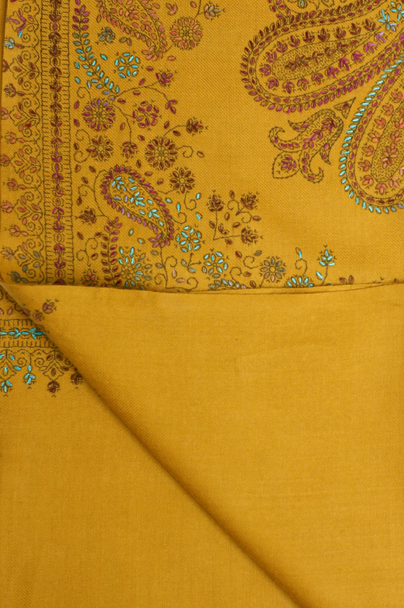 Mustard Hand Embroidered Shawl - Image 2
