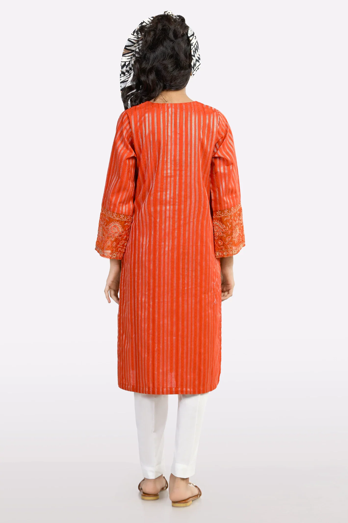 Orange Embroidered Teens Kurti - Image 3