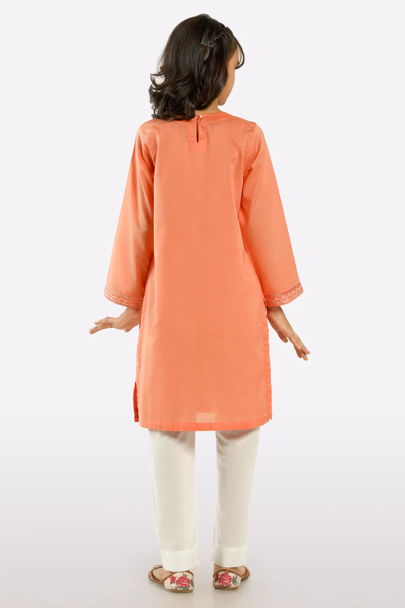Coral Embroidered Teens Kurti - Image 3
