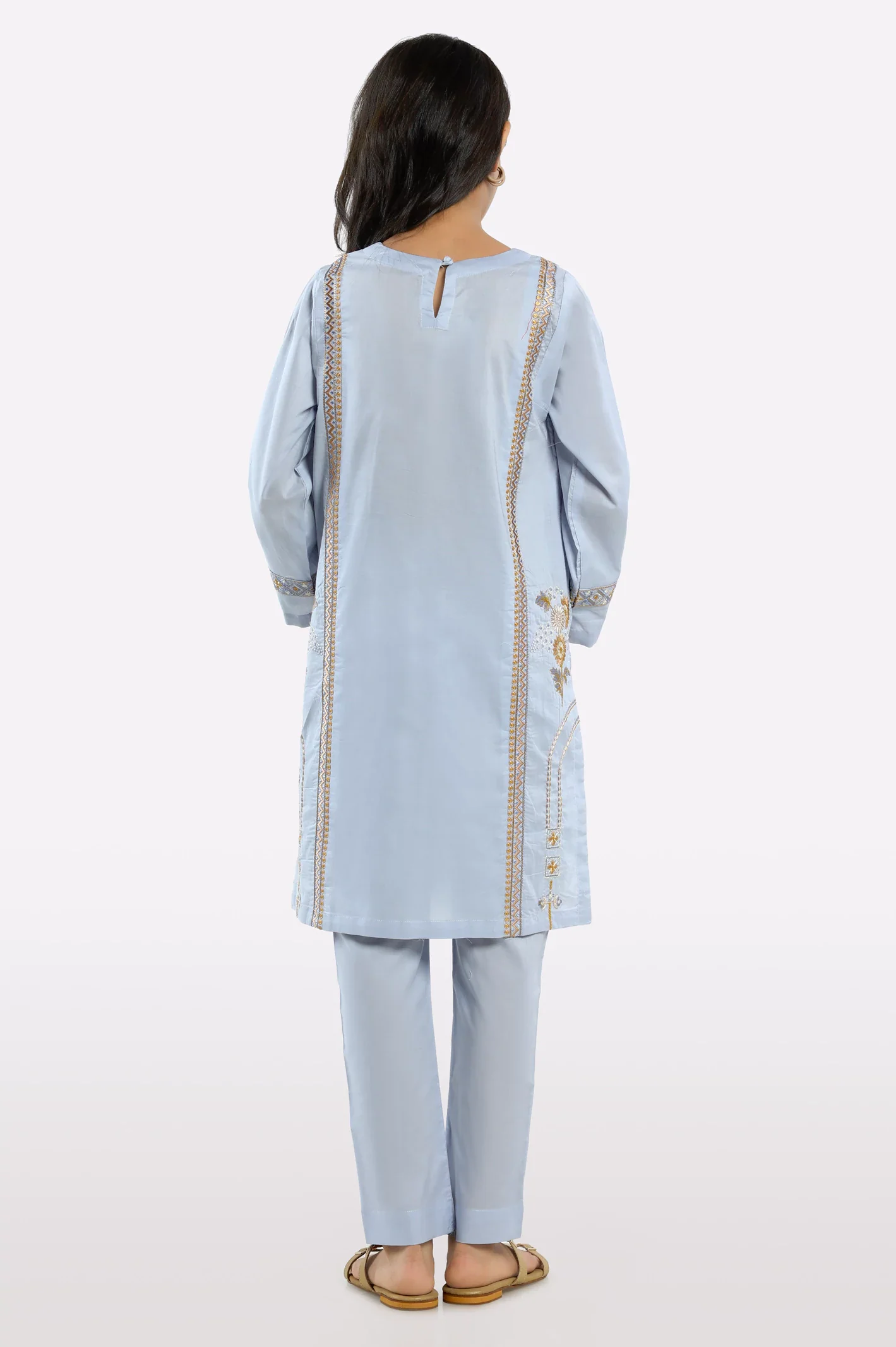 Blue Embroidered Teens Kurti - Image 3