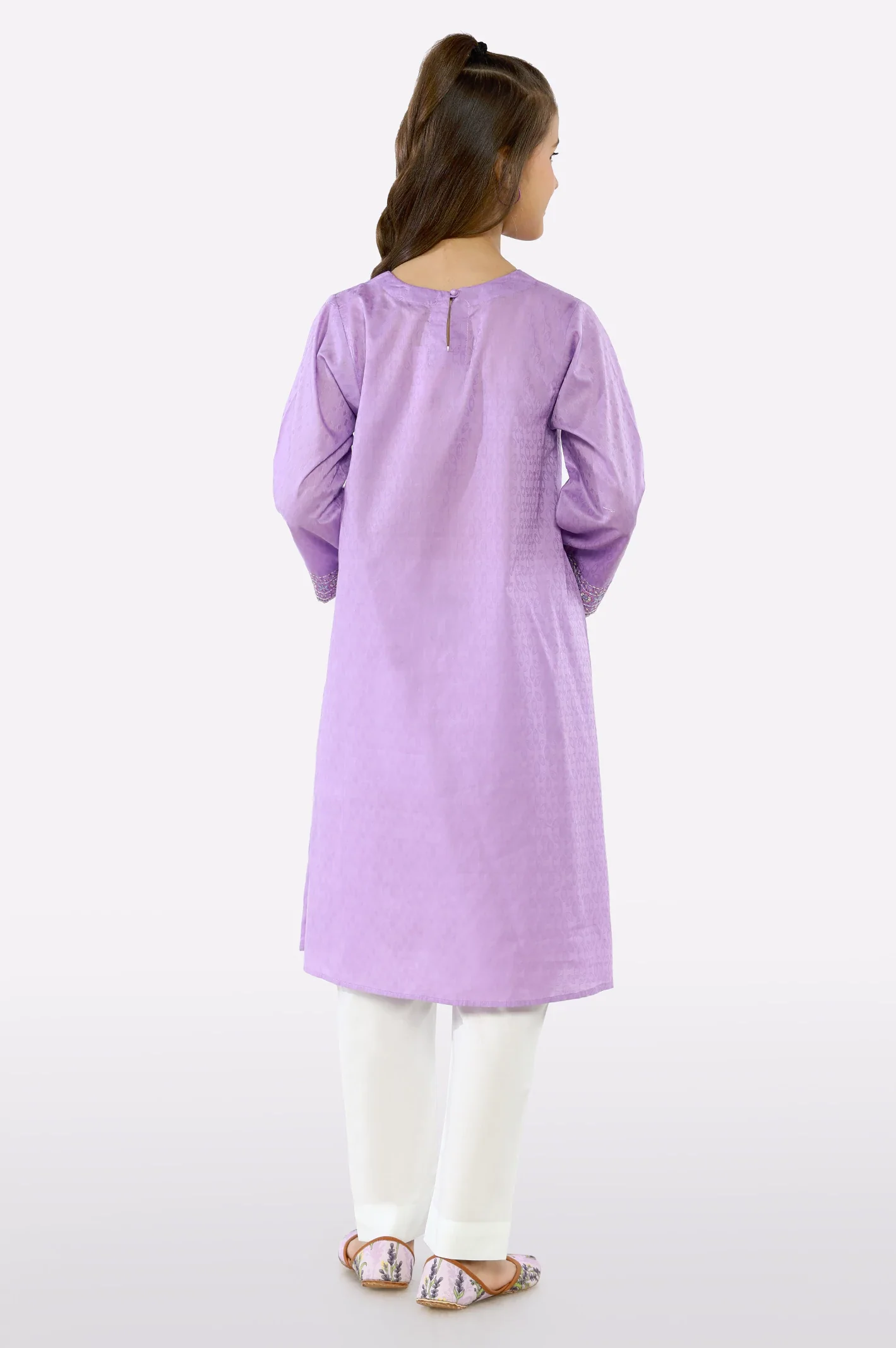 Lilac Embroidered Teens Kurti - Image 3