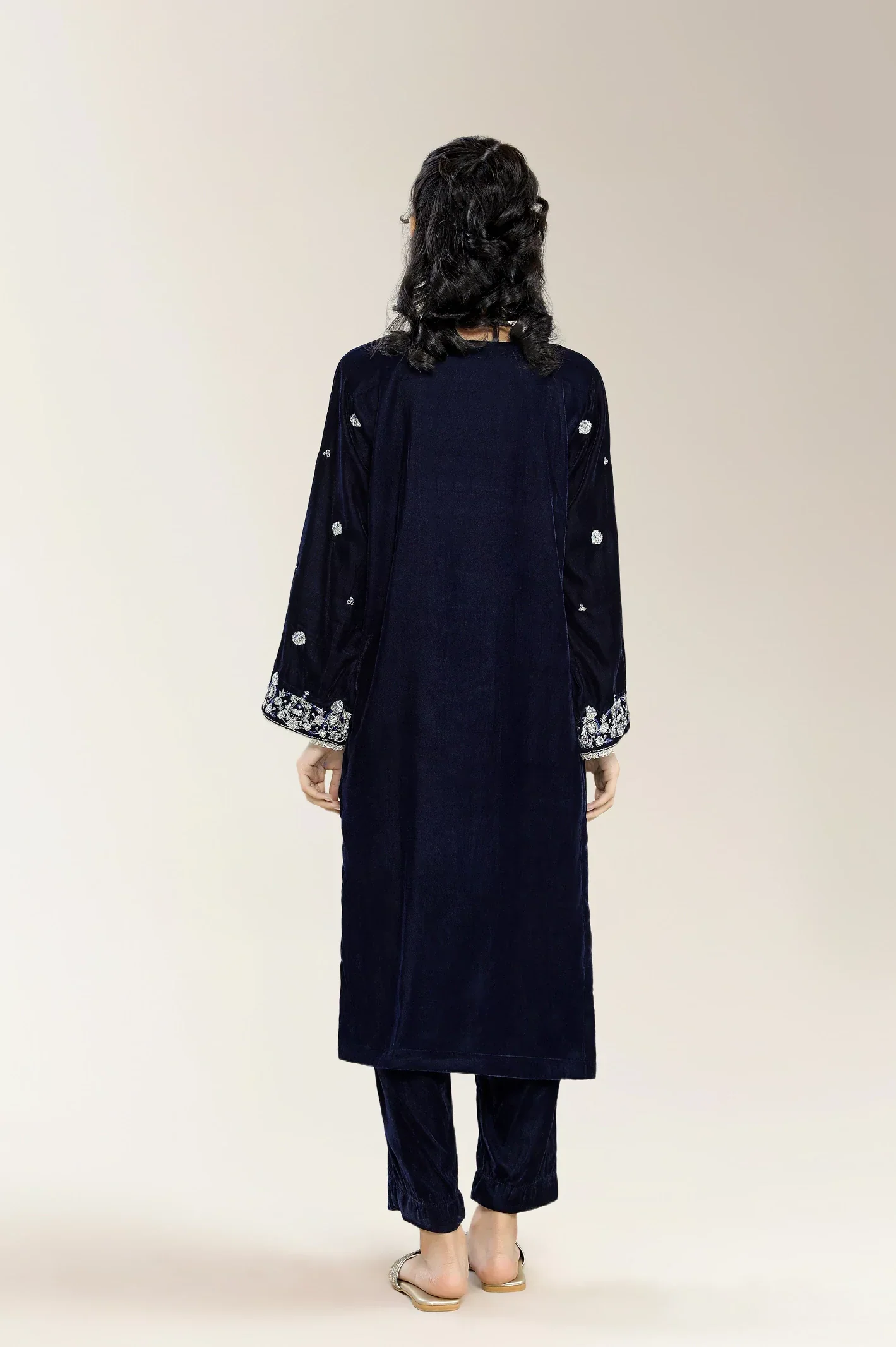 Embroidered Velvet-Navy Blue Teens 2PC - Image 2