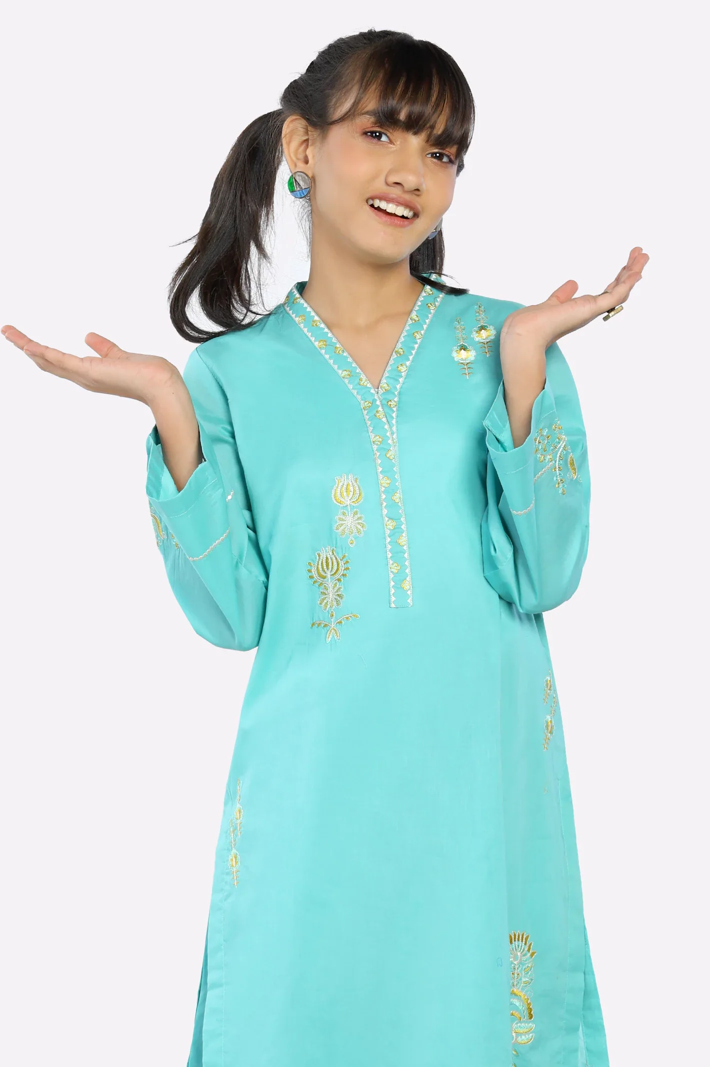 Sky Blue Embroidered Teens 2PC - Image 2