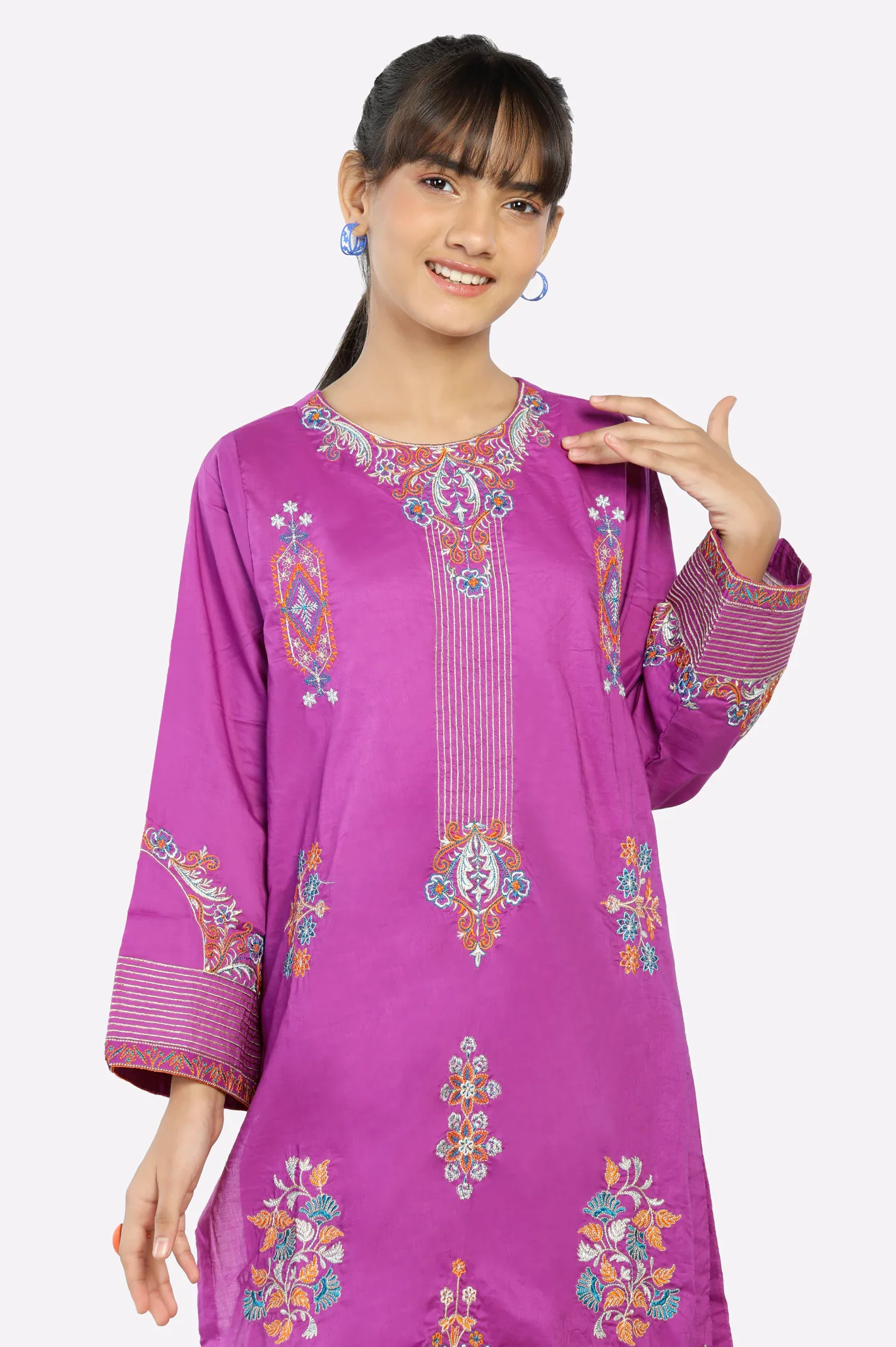 Purple Embroidered Teens 2PC - Image 2