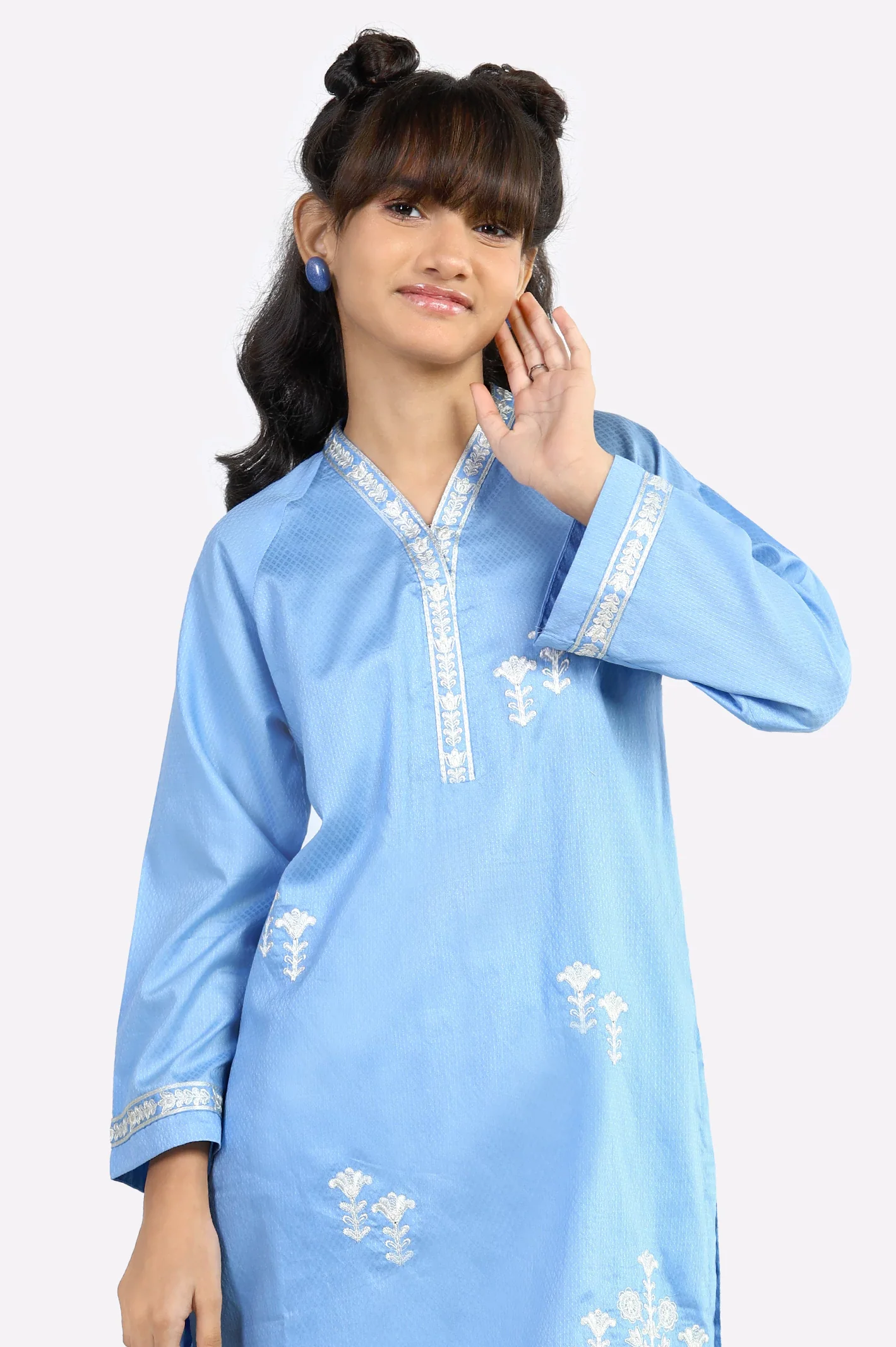 Blue Embroidered Teens 2PC - Image 2
