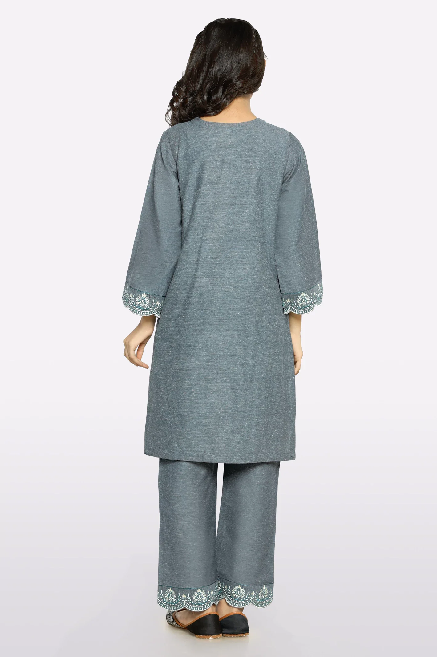 Grey Embroidered Teens 2PC - Image 3