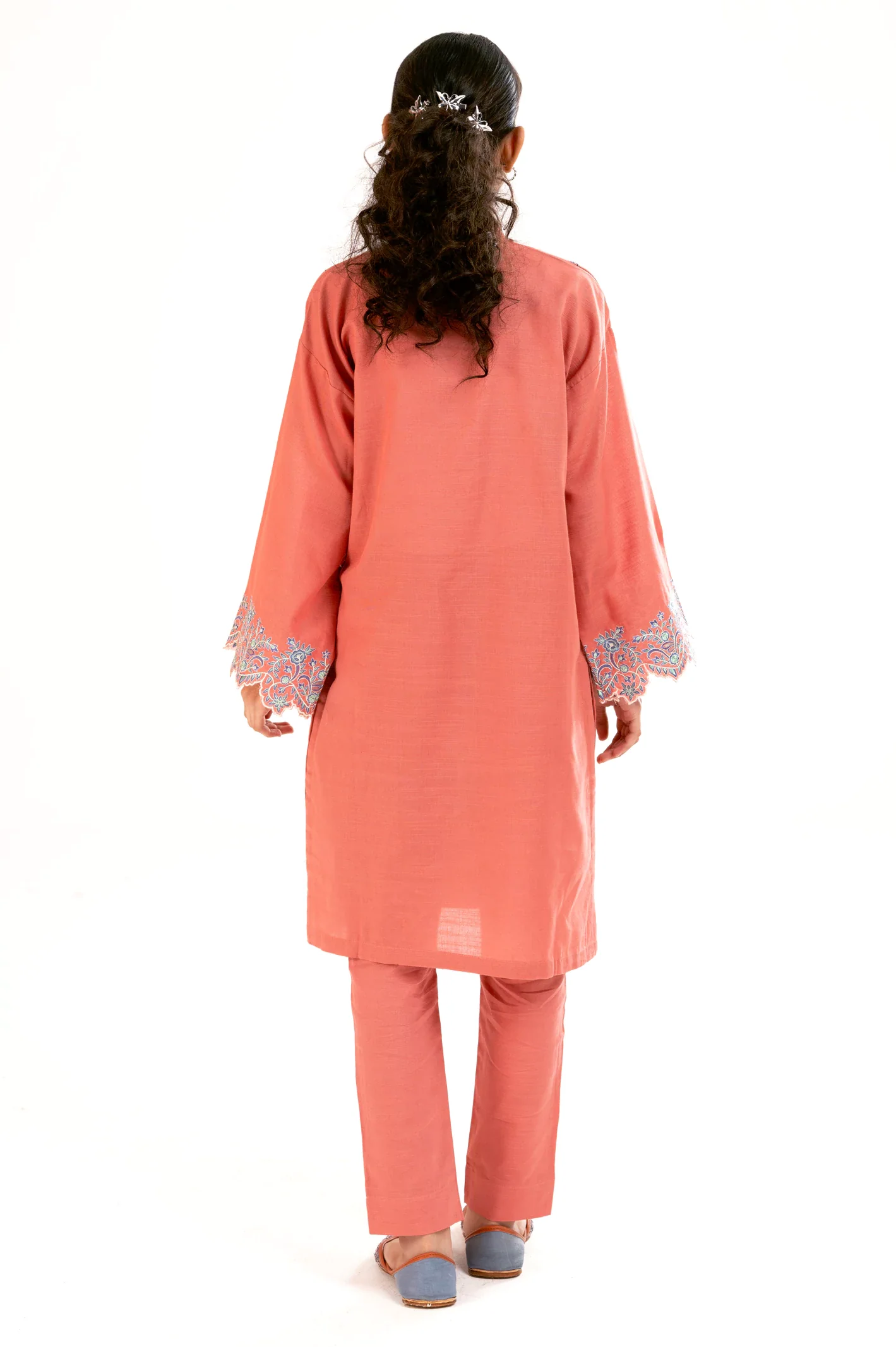 Peach Embroidered Teens 2PC - Image 4