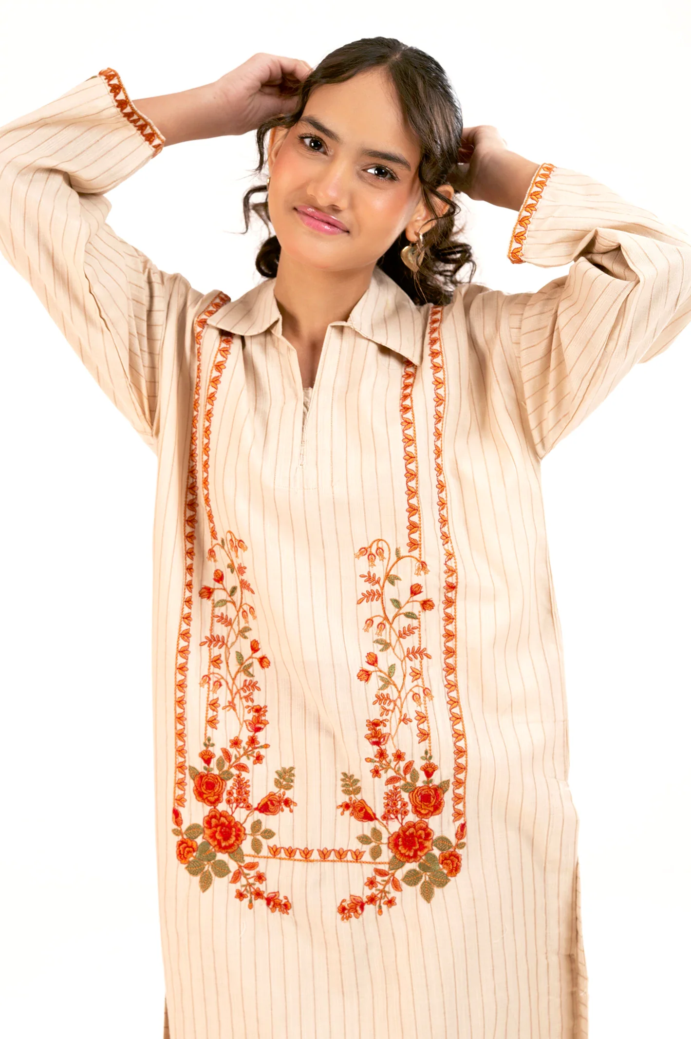 Beige Embroidered Teens 2PC - Image 2