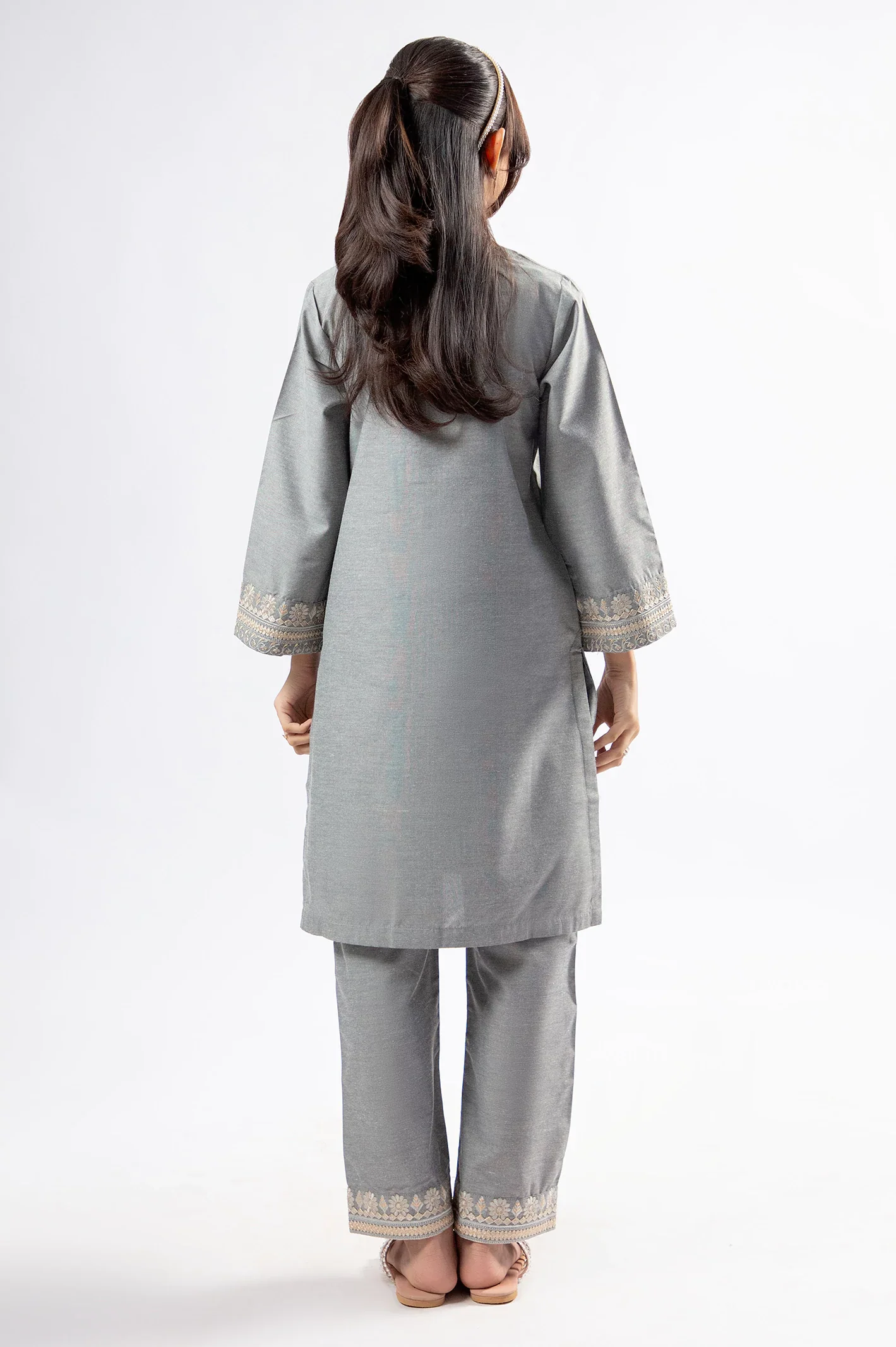Grey Embroidered Teens 2PC - Image 4