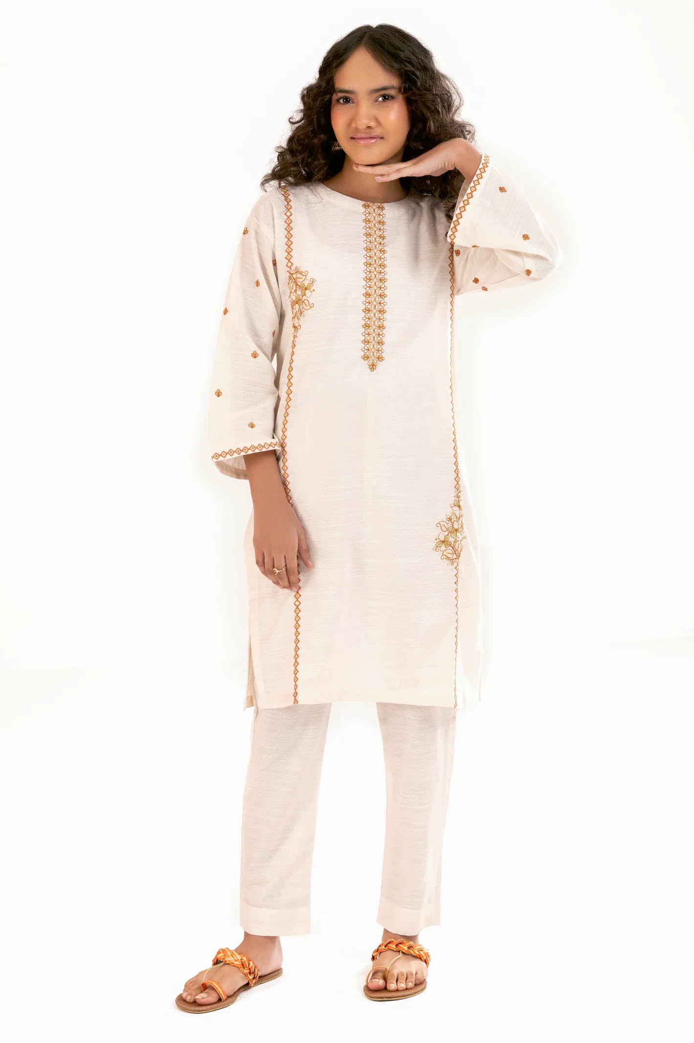 Offwhite Embroidered Teens 2PC