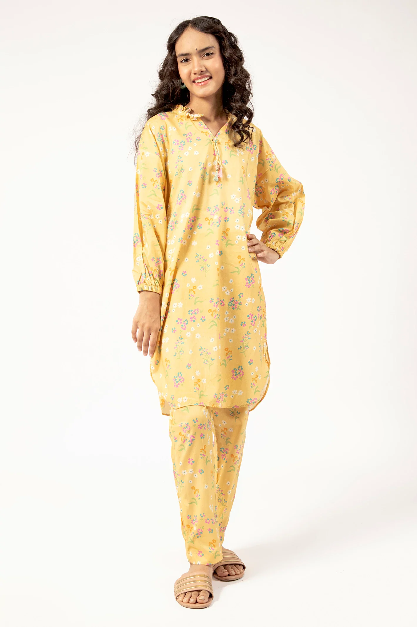 Yellow Printed Teens 2PC