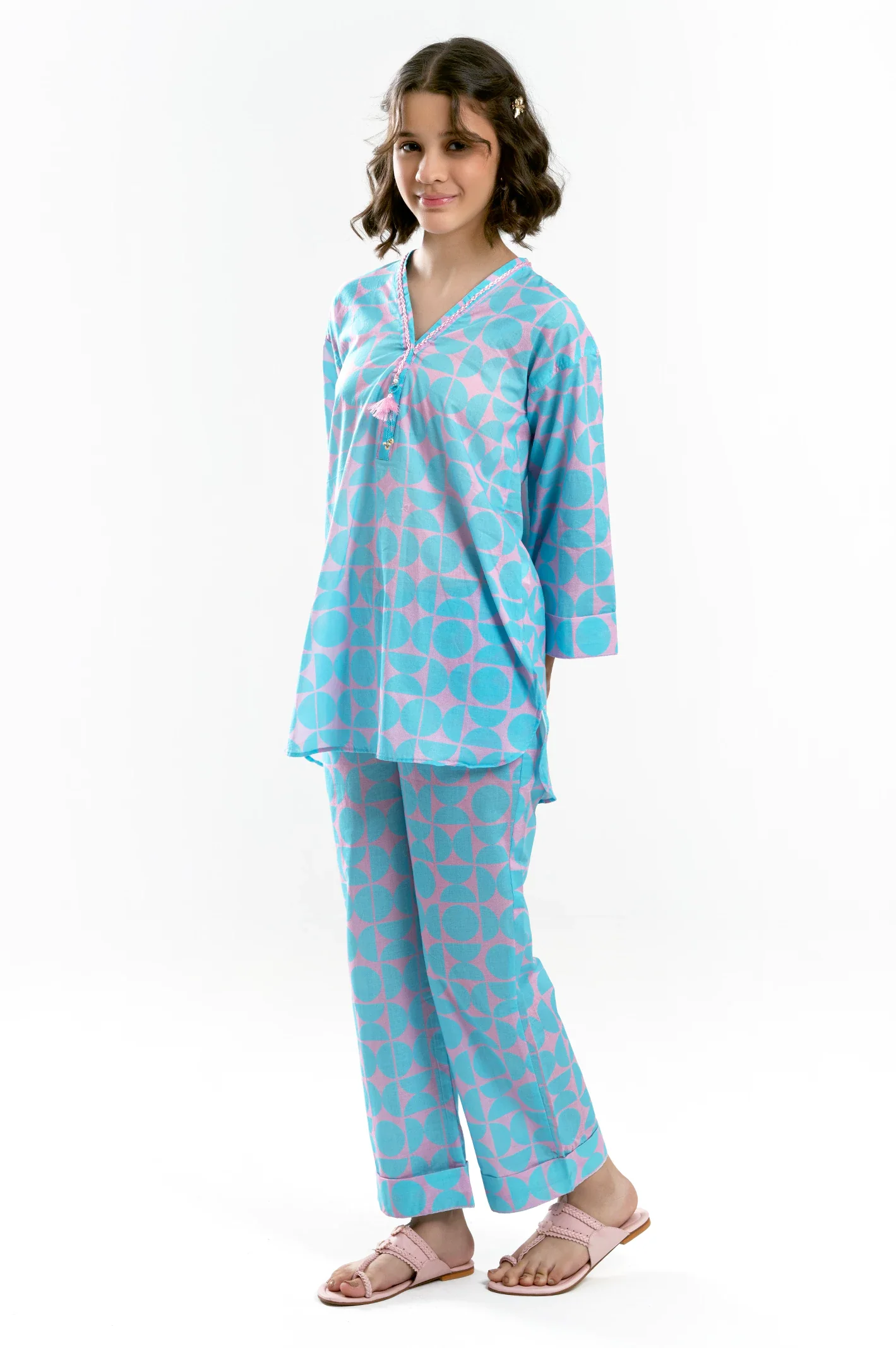 Sky Blue Printed Teens 2PC - Image 3