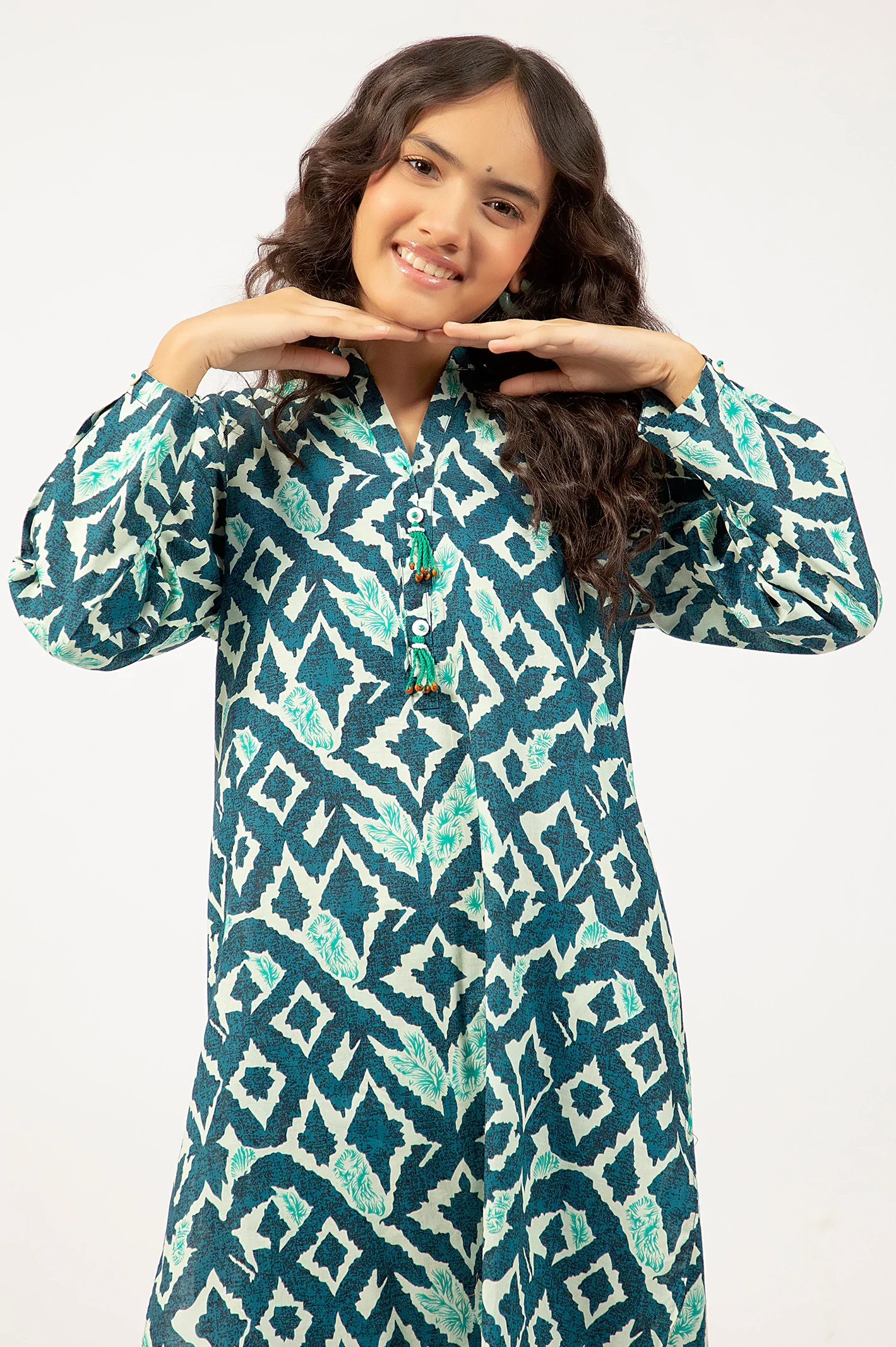 Teal Printed Teens 2PC - Image 3