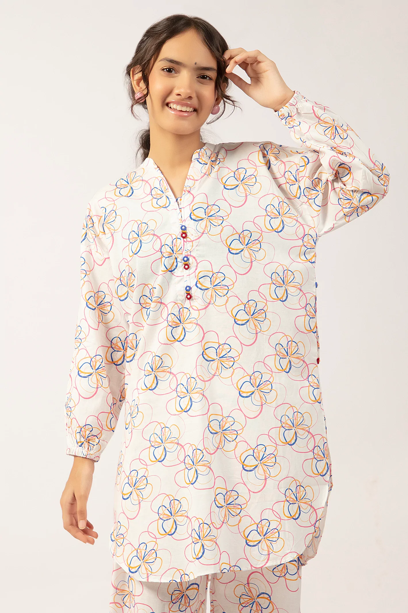 White Printed Teens 2PC - Image 2