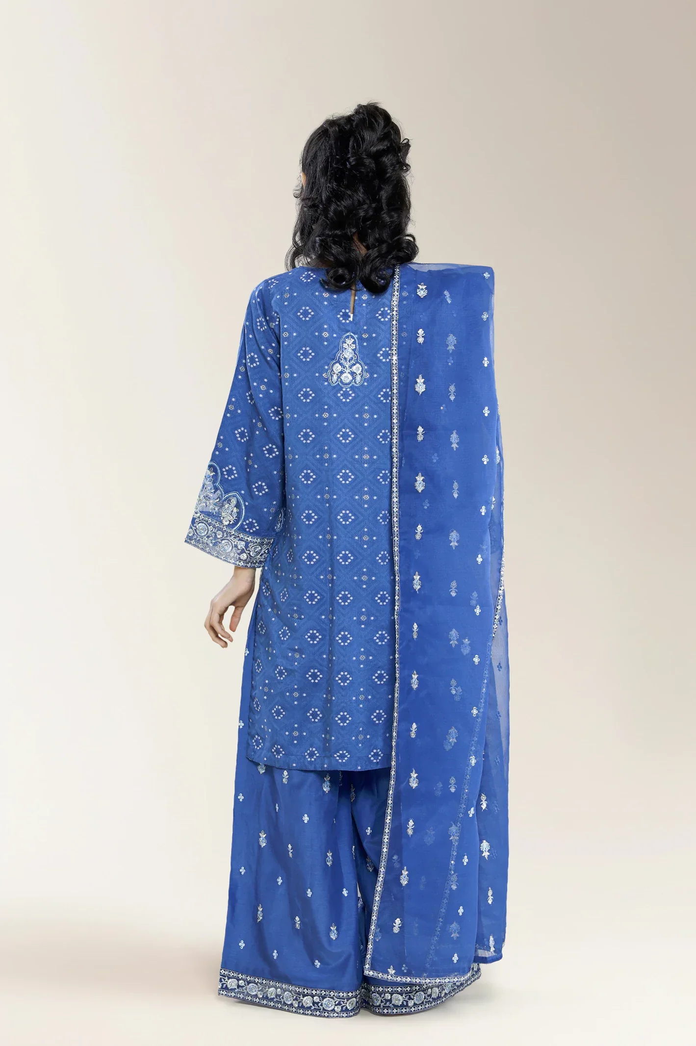 Embroidered Fancy Jacquard-Blue Teens 3PC - Image 4