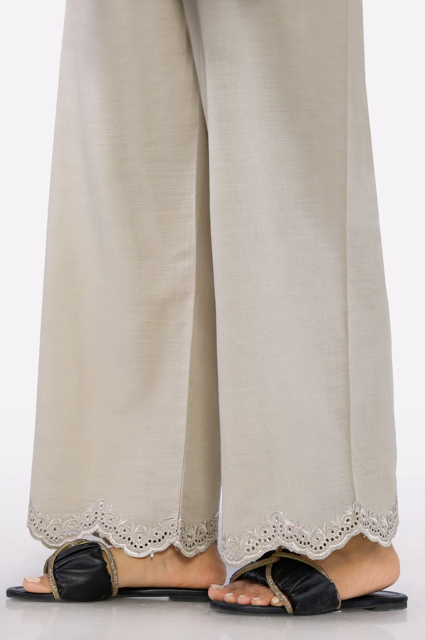 Beige Embroidered Trouser - Image 2