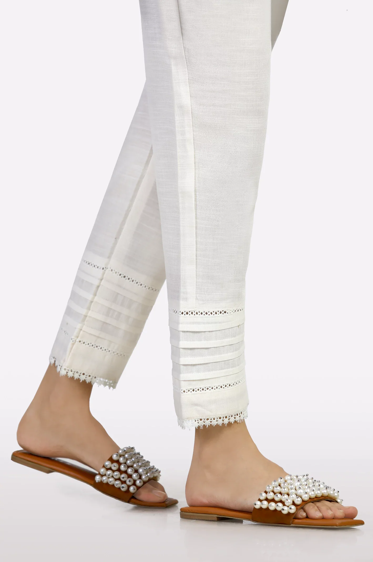 Off White Lace Trouser - Image 2